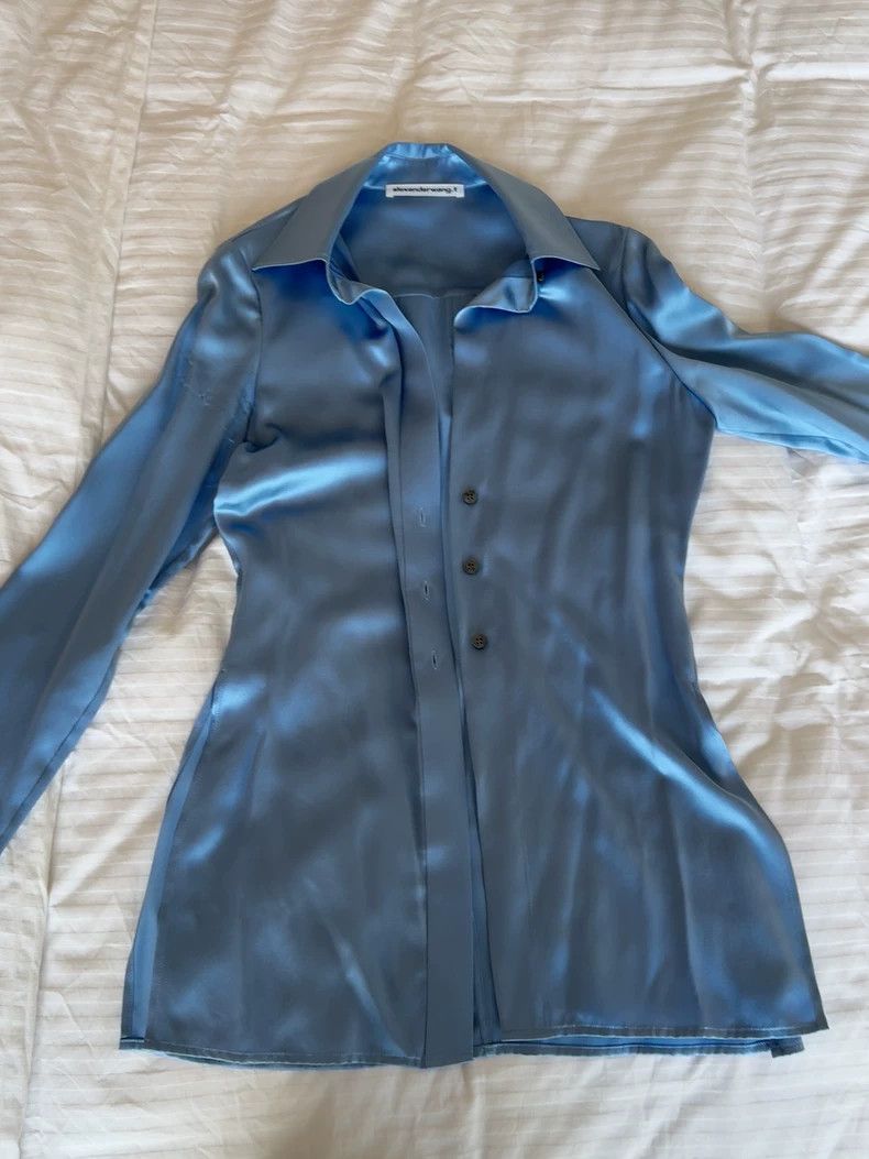 Alexander Wang Alexander Wang Blue Silk Button Up Shirt Size XS / US 0-2 / IT 36-38 - 1 Thumbnail