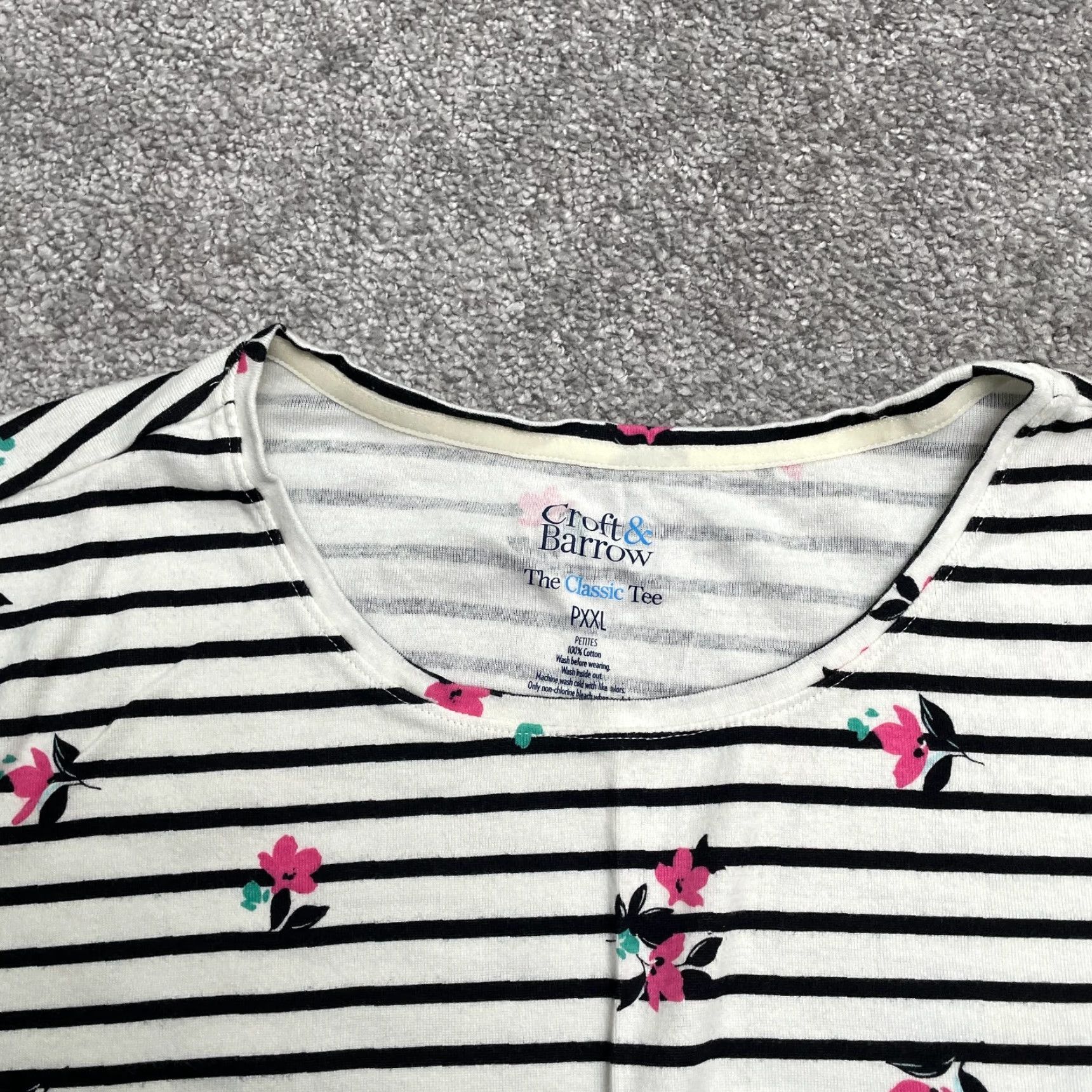 Croft & Barrow Croft & Barrow T-Shirt Womens P2XL Multicolor Striped Floral Casual Short Sleeve Knit Cotton Basic Tee Size XXL / US 16-18 / IT 52-54 - 3 Thumbnail