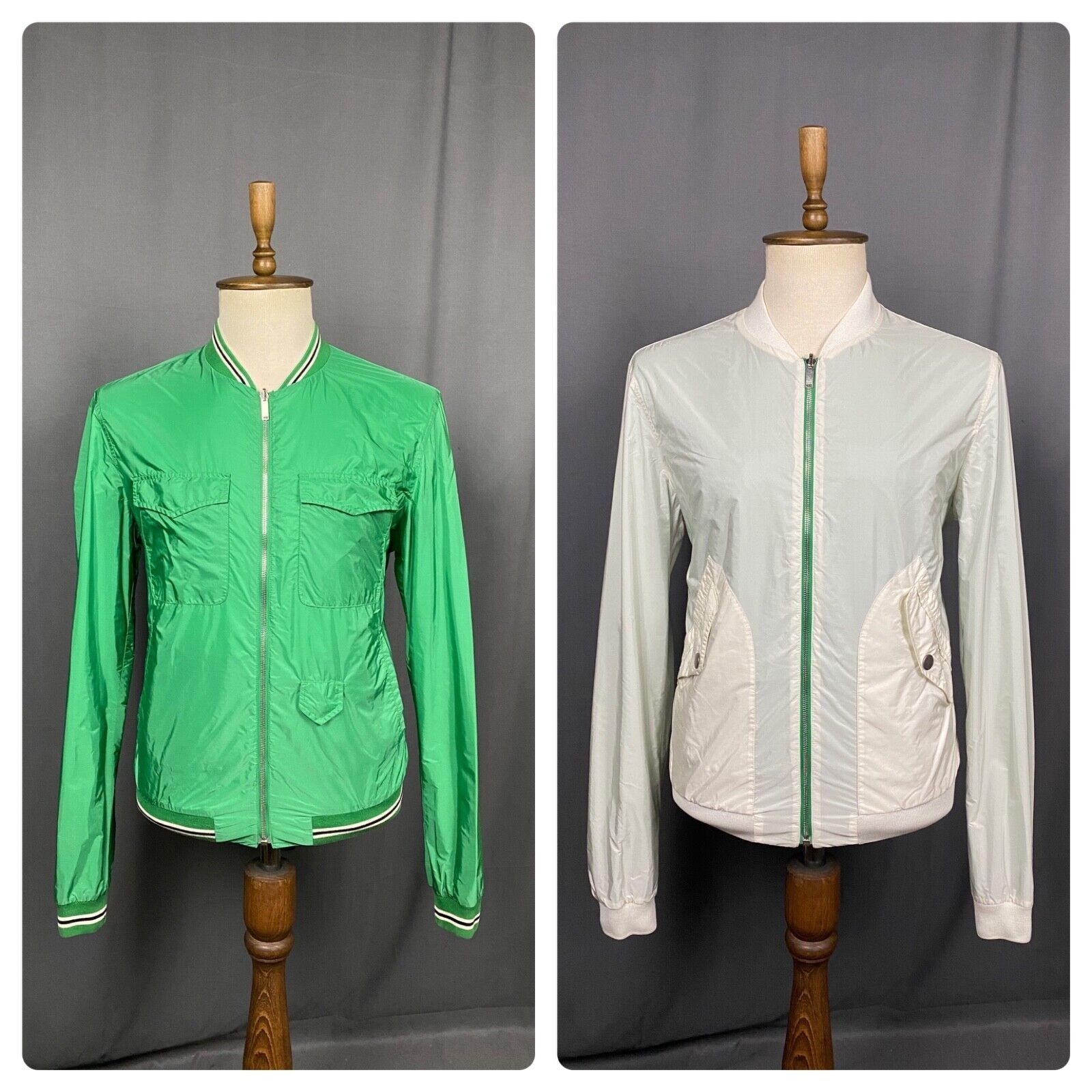 Gucci Gucci Men's Green Beige Reversible Nylon Bomber Jacket Size Size US L / EU 52-54 / 3 - 1 Thumbnail