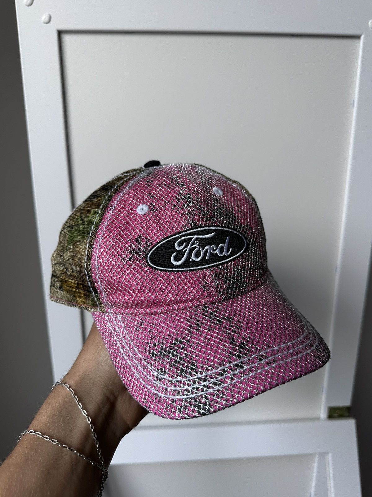 Ford NASCAR x Realtree Ford Logo Pink Metal Trucker Cap Y2K Style | Grailed