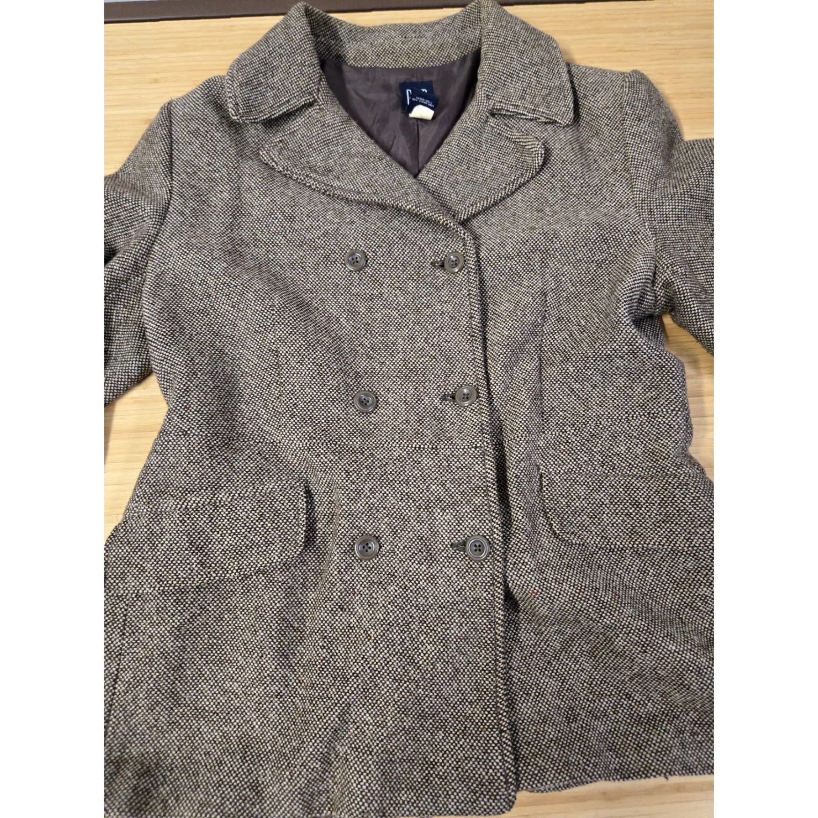 Gap GAP Blazer Womens XL Wool Blended Pea Coat JACKET Gray Lined Double Breasted Button Front Vintage No Size XL / US 12-14 / IT 48-50 - 2 Thumbnail