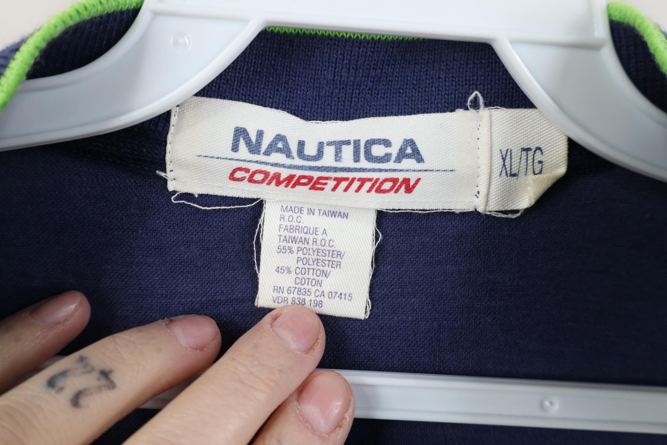 Nautica Vintage 90s Nautica Competition Block 1/4 Zip Jersey T-Shirt Size US XL / EU 56 / 4 - 8 Thumbnail