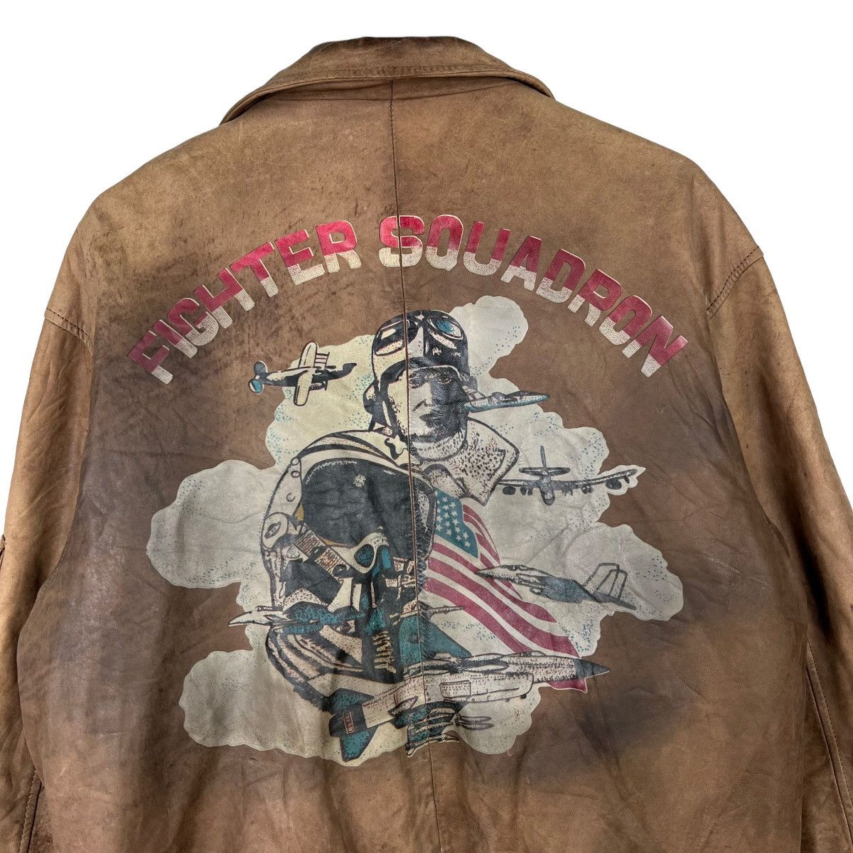 Vintage 🔥 RARE VINTAGE A-2 FIGHTER SQUADRON LEATHER JACKET Size US L / EU 52-54 / 3 - 3 Thumbnail