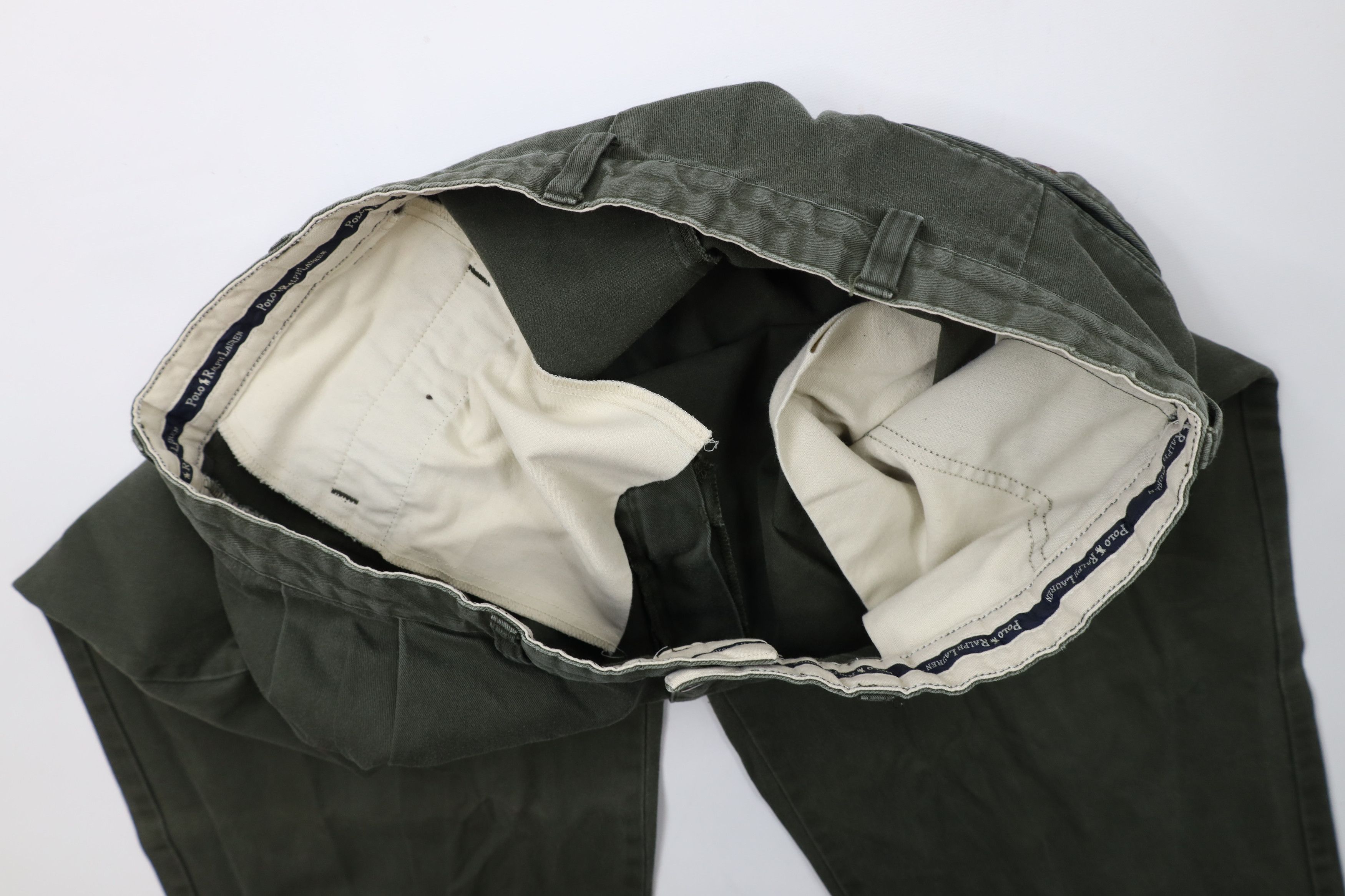Ralph Lauren × Vintage Vintage 90s Ralph Lauren Wide Leg Chino Pants Green Cotton Size US 38 / EU 54 - 9 Thumbnail