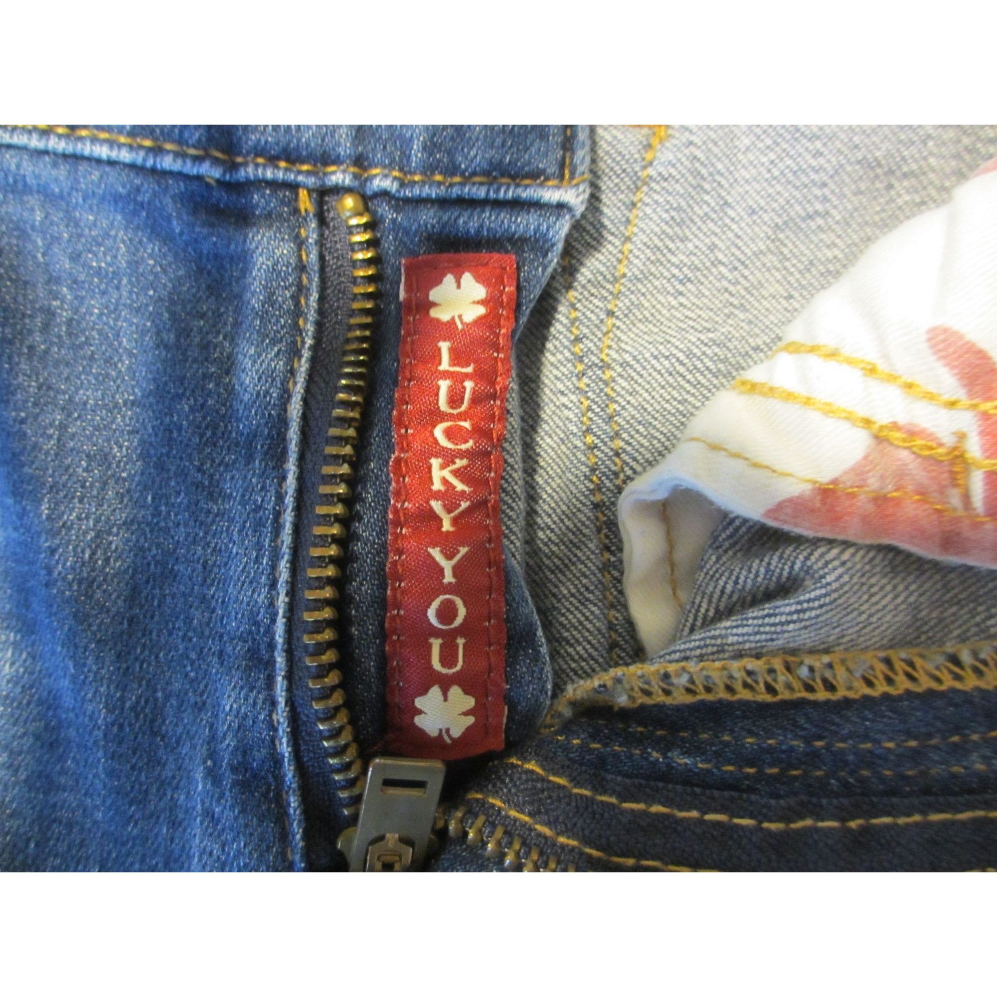 Lucky Brand Lucky Brand Womens Blue Denim Jeans With Leather Patch & Dis Size 32" / US 10 / IT 46 - 4 Thumbnail