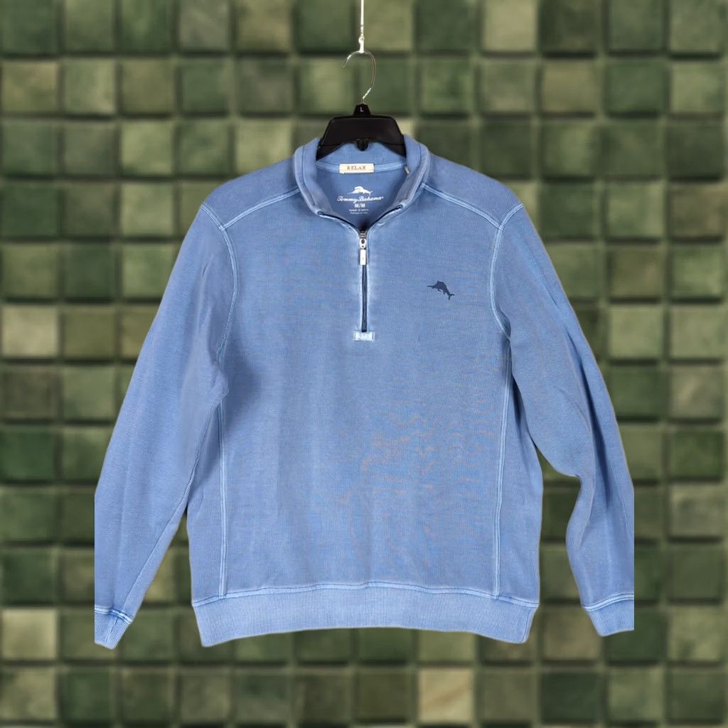 Tommy Bahama Tommy Bahama Sweatshirt Men’s M Blue 1/4 Zip Relaxed Fit Pullover Mock Neck Logo Long Sleeve Knit Cotton Fall Walking Size US M / EU 48-50 / 2 - 1 Thumbnail