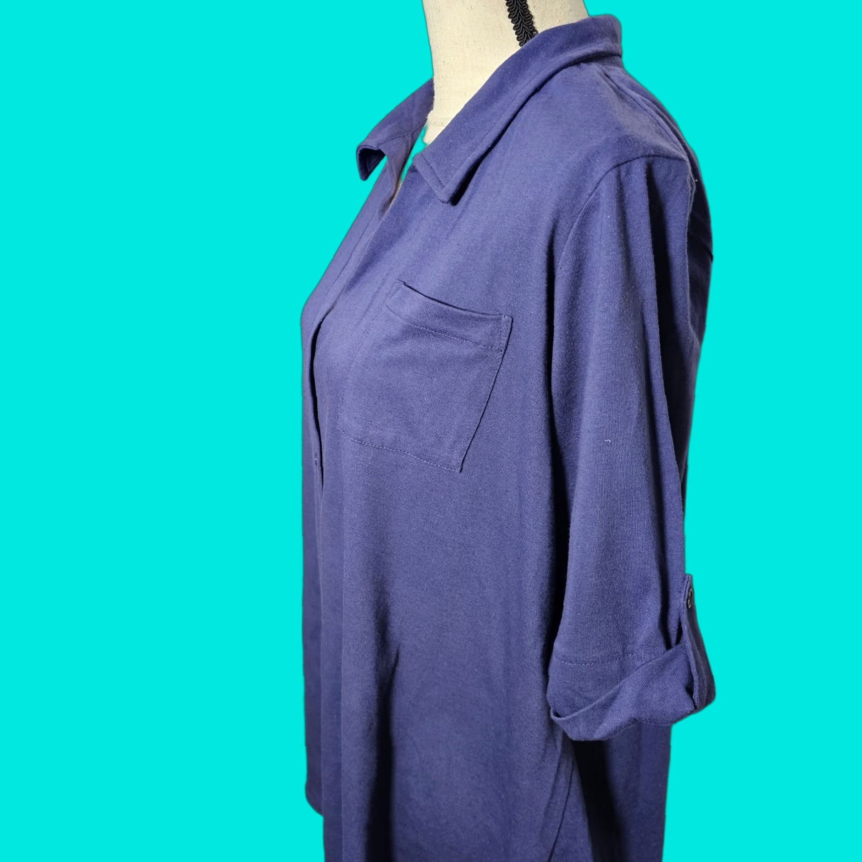 Vintage Only Necessities Women's Button-Down Blouse Shirt 1X Purple 3/4 Sleeve Pocket Casual Polka Dot Image: N/A Size XL / US 12-14 / IT 48-50 - 1 Thumbnail