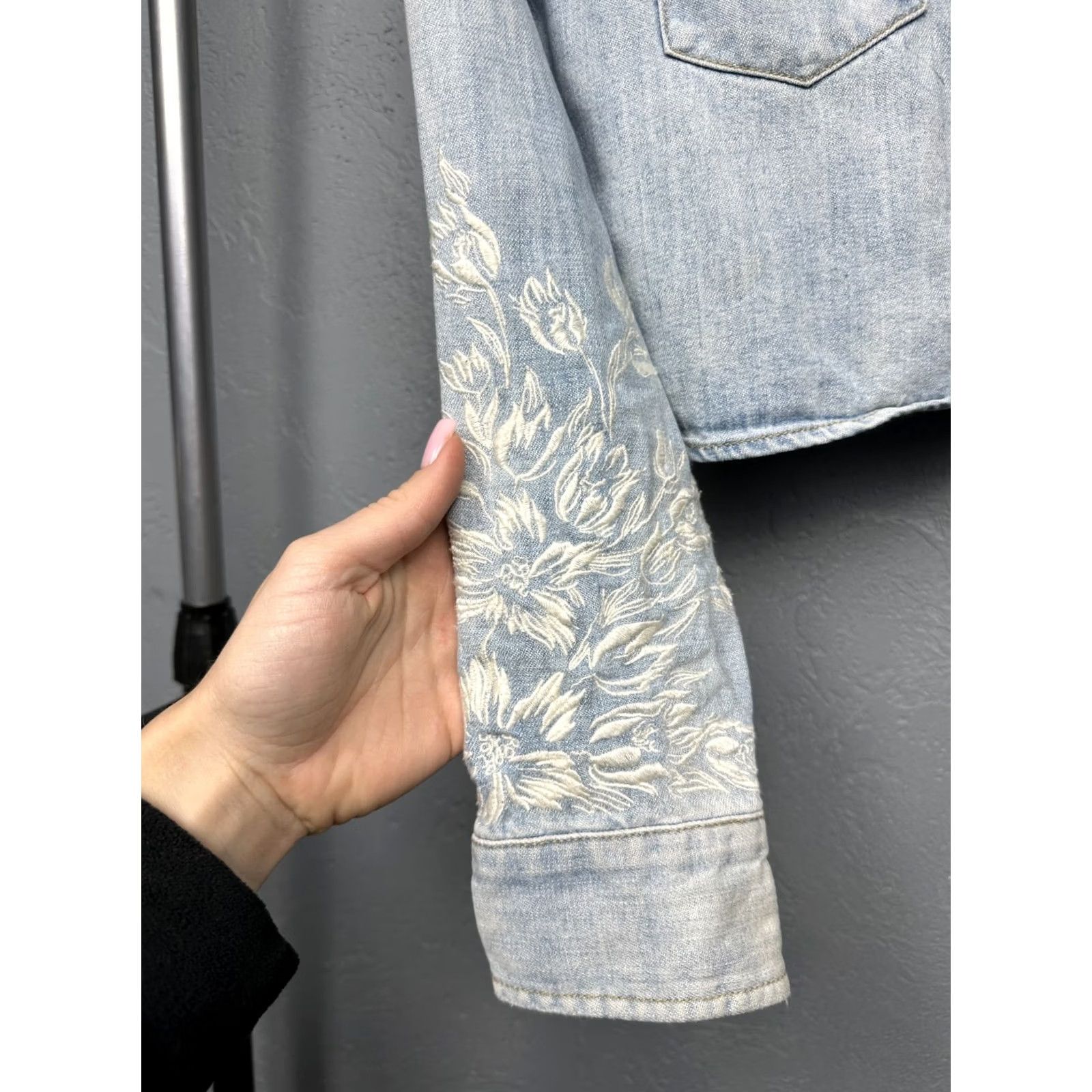 Allsaints Allsaints Denim Jacket Flora Cannon Shirt S Womens Blue Denim Jacket Long Sleeve Snap Closure Size S / US 4 / IT 40 - 4 Thumbnail