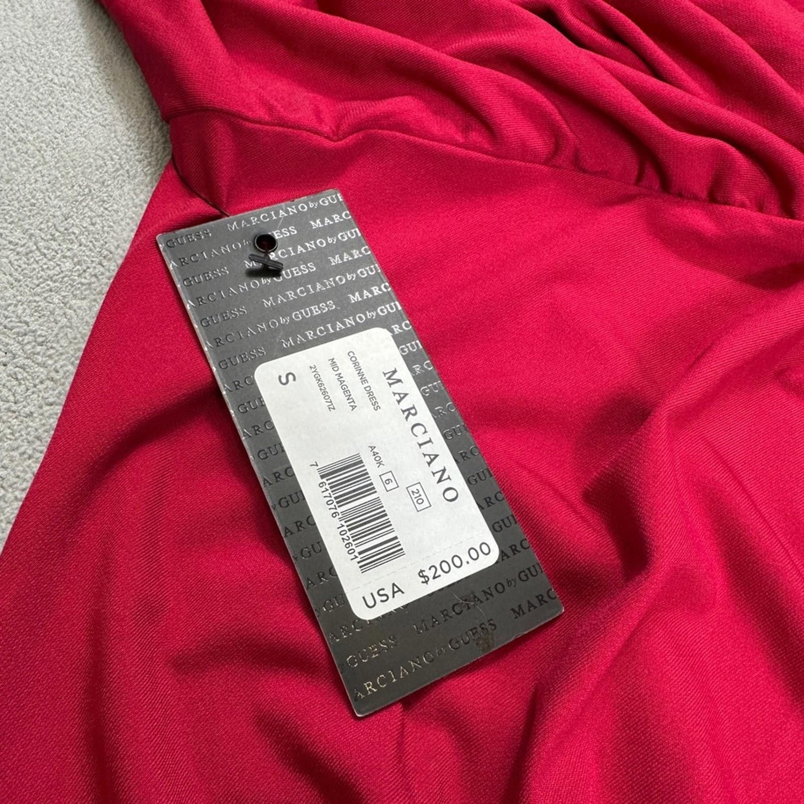 Other NWT Marciano Guess Dress S Magenta Long Sleeve Ruched Bodyco Size S / US 4 / IT 40 - 4 Thumbnail