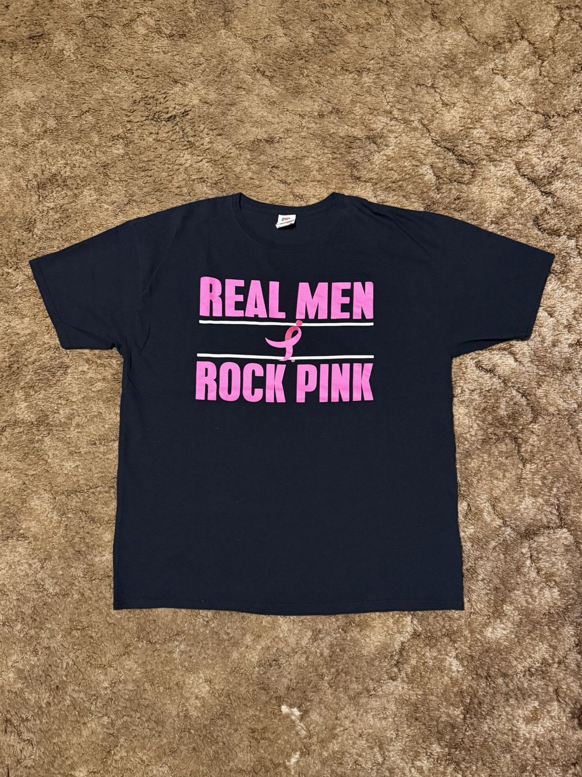 Vintage Real Men Wear Pink T-Shirt Breast Cancer Tee Black XLarge Size US XL / EU 56 / 4 - 1 Thumbnail