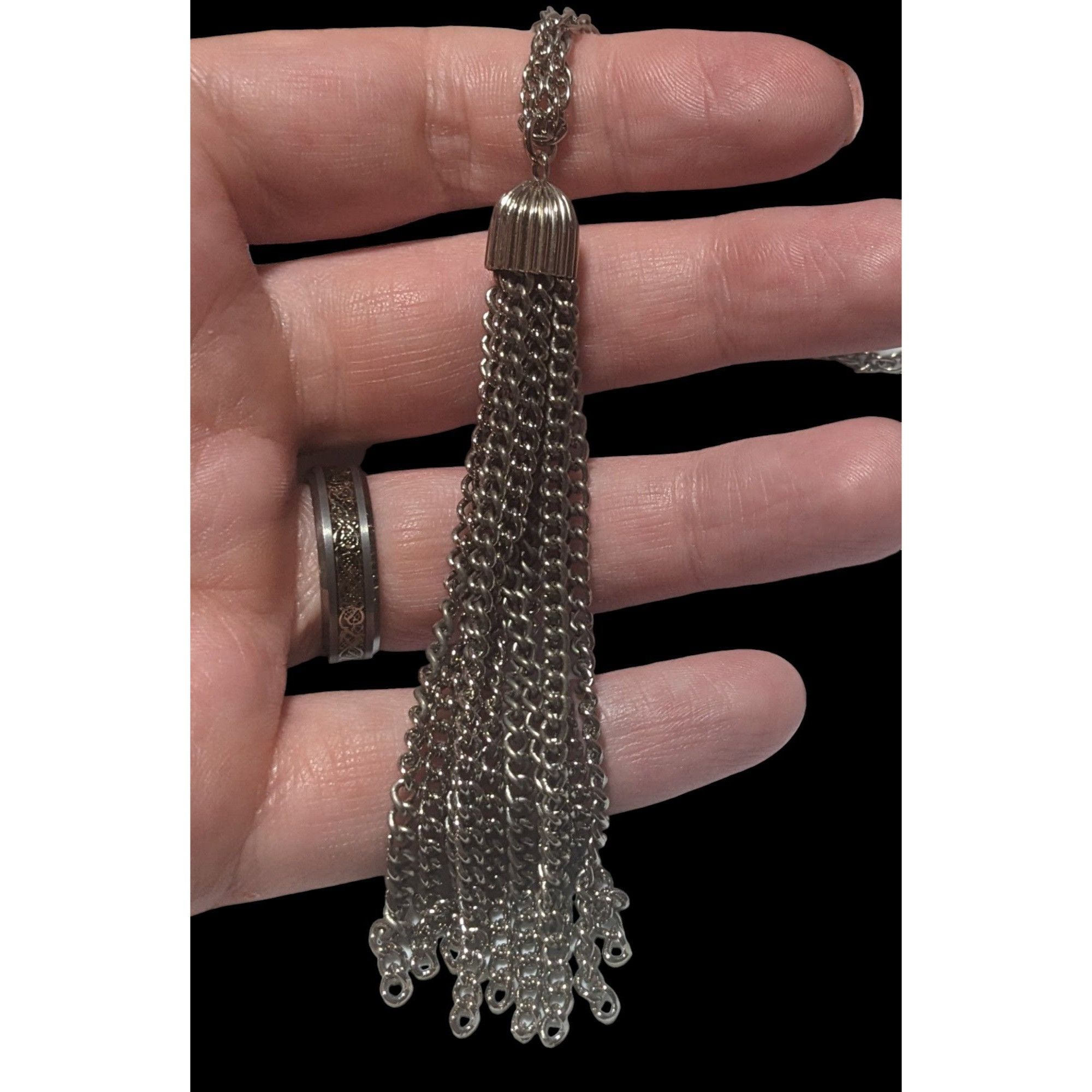 Other Simple Silver Chain Tassel Pendant Necklace Size ONE SIZE - 4 Thumbnail