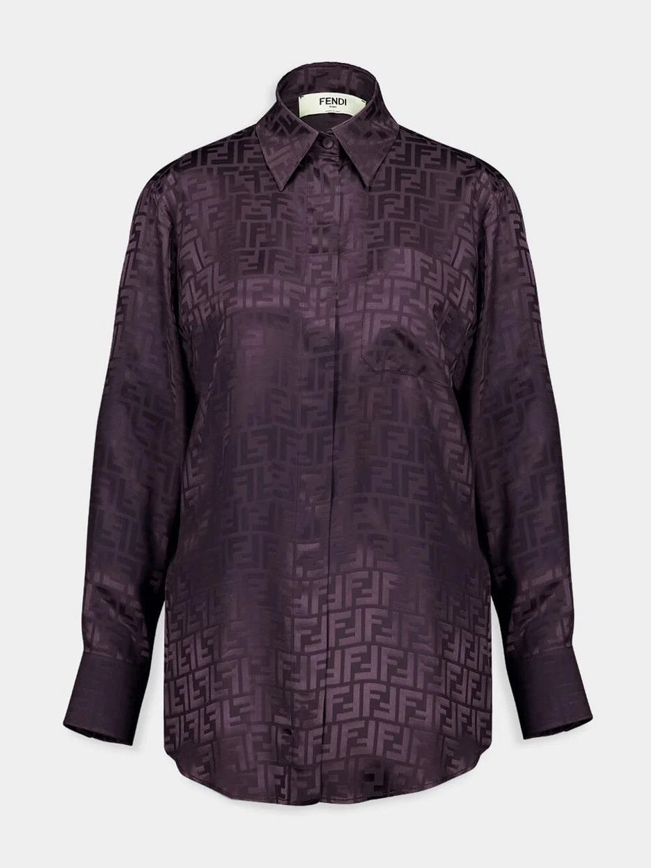 Fendi o1loc1c0126 Ff Silk Shirt in Purple Size S / US 4 / IT 40 - 1 Thumbnail