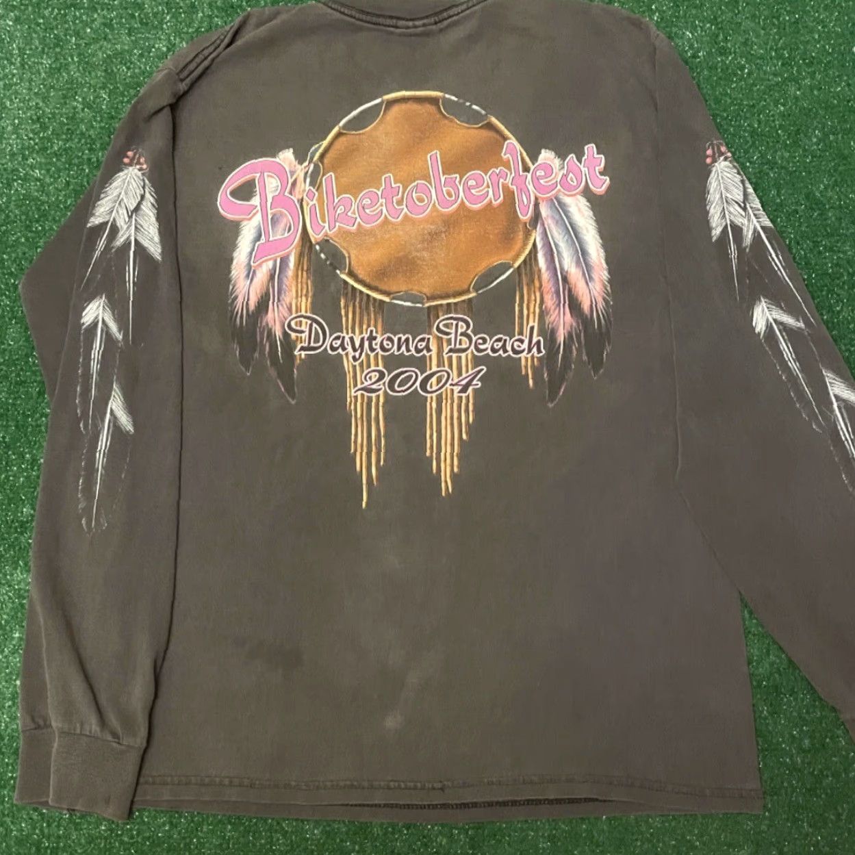 Vintage VINTAGE 90s Y2K Bike Week Daytona Biker Sleeve Hit Wolf Rose Long Sleeve Shirt M Size US M / EU 48-50 / 2 - 2 Thumbnail