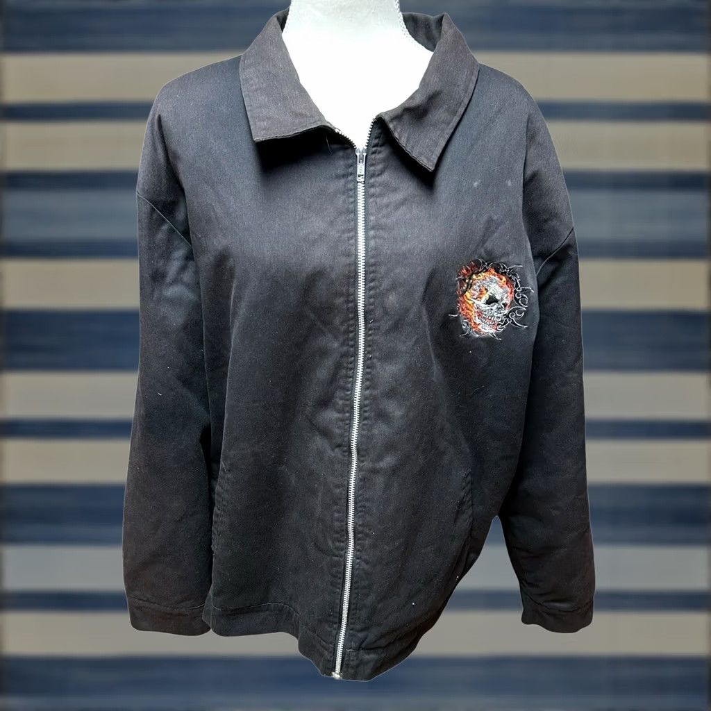 Vintage Hot Leathers Men's Polyester Motorcycle Jacket Burning Skull Size 3XL Black Size US XXL / EU 58 / 5 - 1 Thumbnail