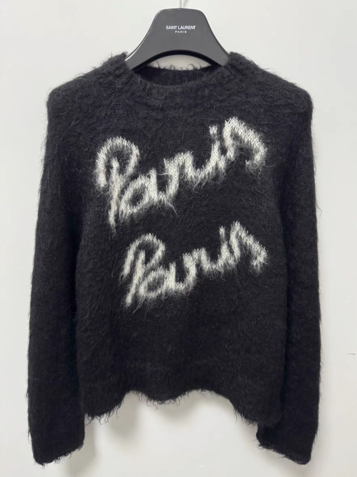 Saint Laurent Paris Saint Laurent (SLP) 22SS Mohair "Paris" Slogan Sweater Size US S / EU 44-46 / 1 - 1 Thumbnail