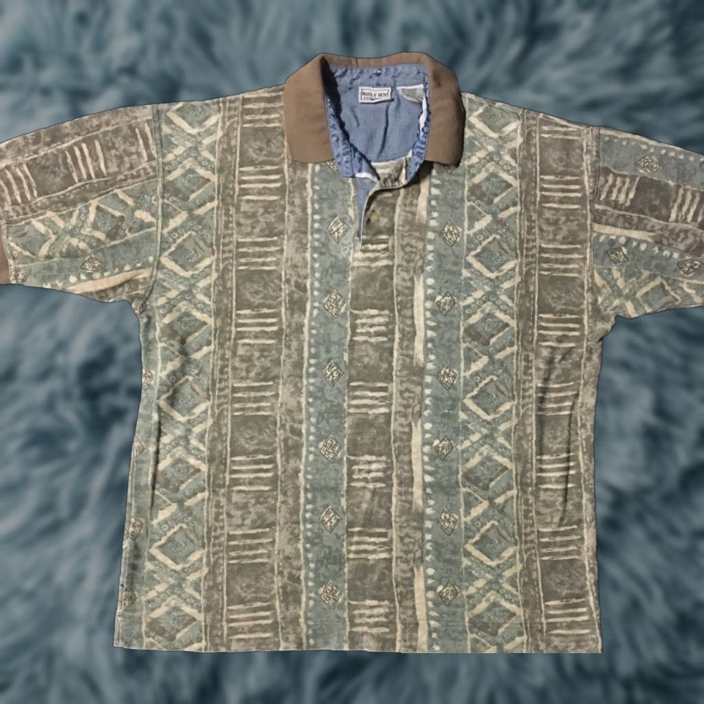 Bugle Boy VINTAGE Bugle Boy Polo Shirt M Green 90s Grunge Vaporwave Surf Skate Tribal USA Mens Short Sleeve 90s Size US M / EU 48-50 / 2 - 1 Thumbnail