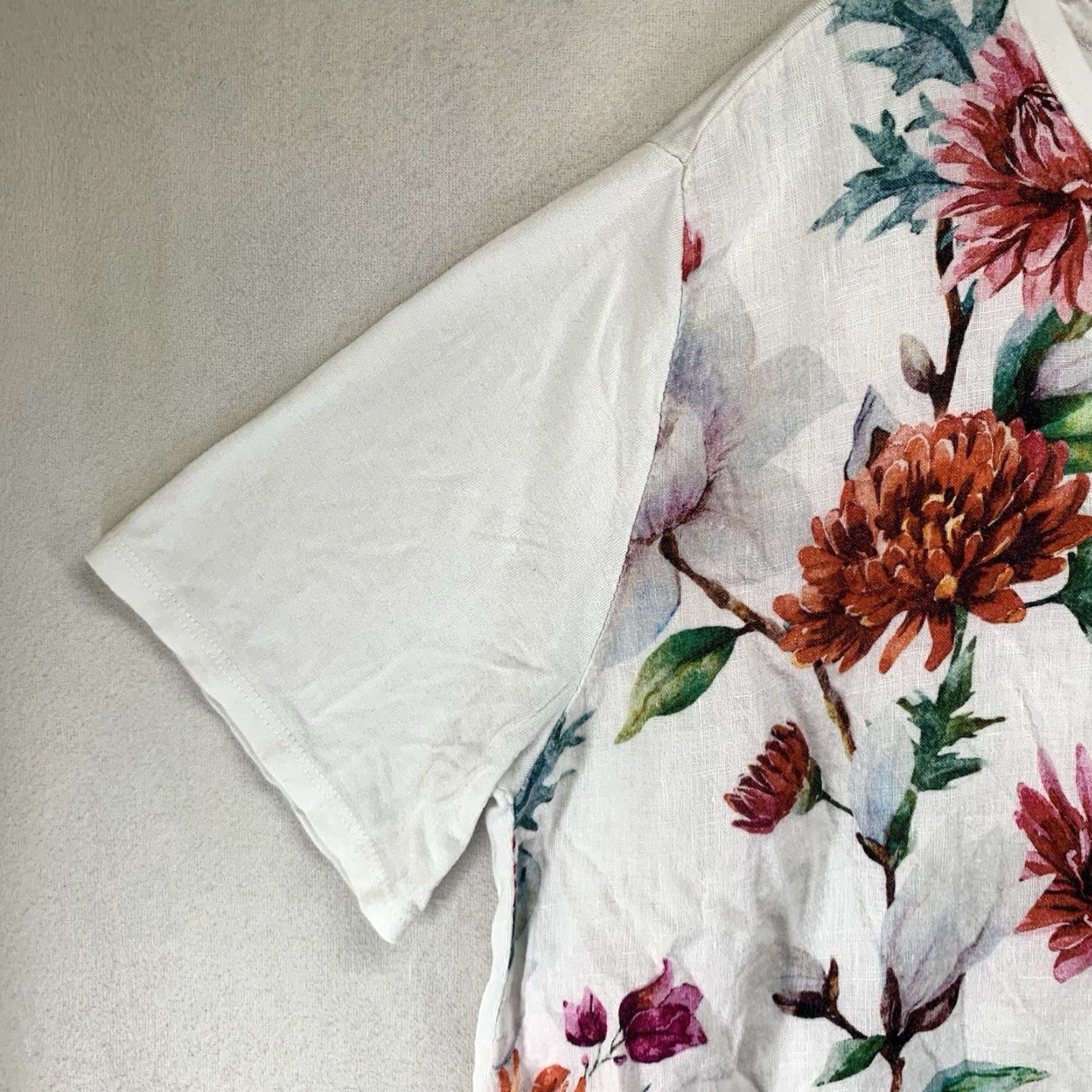 Vintage VINTAGE Viola Borghi Italian Linen Floral Blouse Women Plus Size 3X Casual Bohemian Summer Lightweight Size XXL / US 16-18 / IT 52-54 - 7 Thumbnail