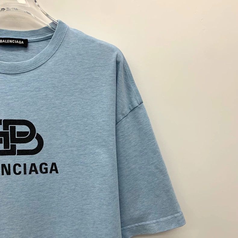 Balenciaga Balenciaga Blue logo monogrammed cotton crewneck T-shirt Size US L / EU 52-54 / 3 - 3 Thumbnail