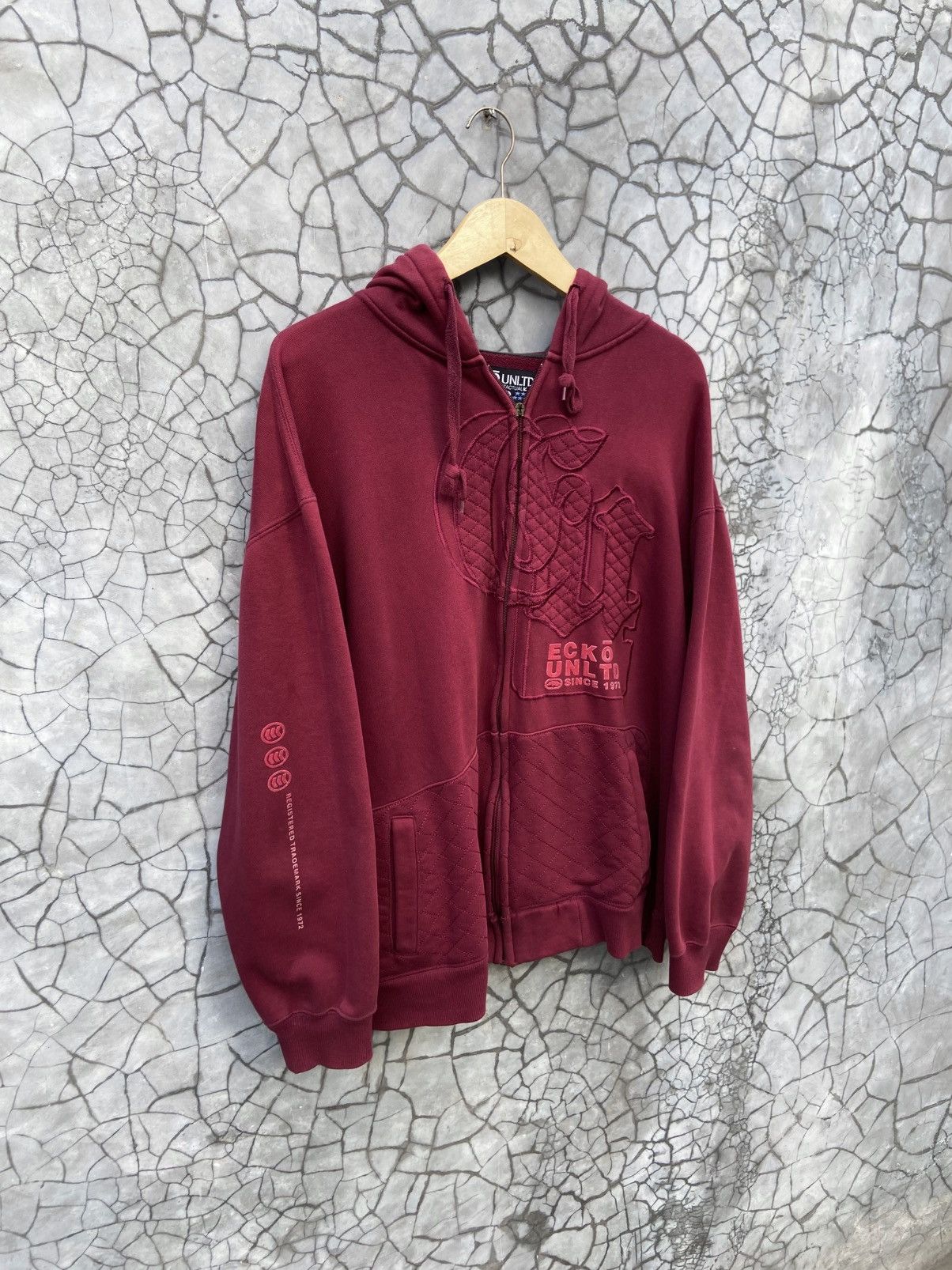 Ecko Unltd. Y2K Ecko Untld Hip Hop Urban Maroon Heavyweight Hoodie Size US M / EU 48-50 / 2 - 6 Thumbnail
