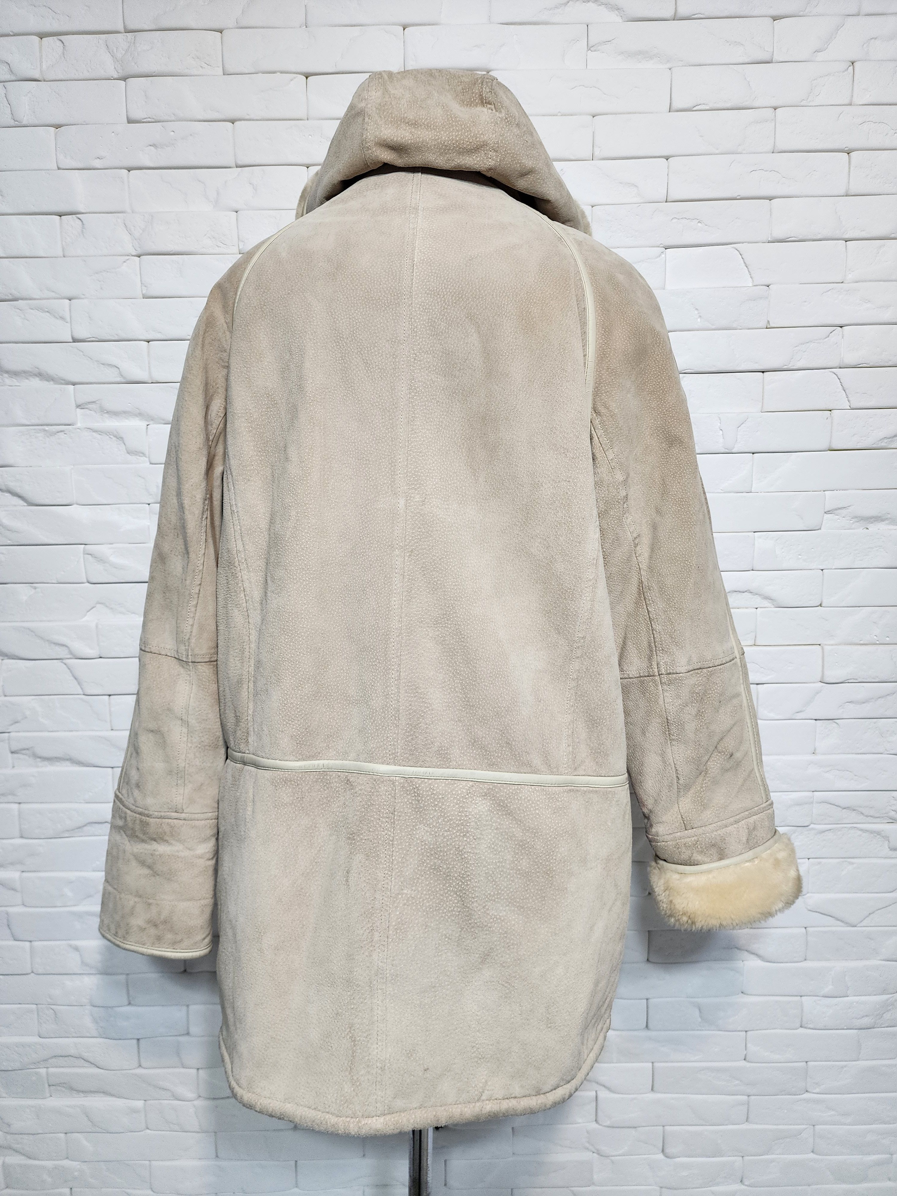 Genuine Leather Women's Beige Hooded Fur Jacket Size XXL / US 16-18 / IT 52-54 - 4 Thumbnail