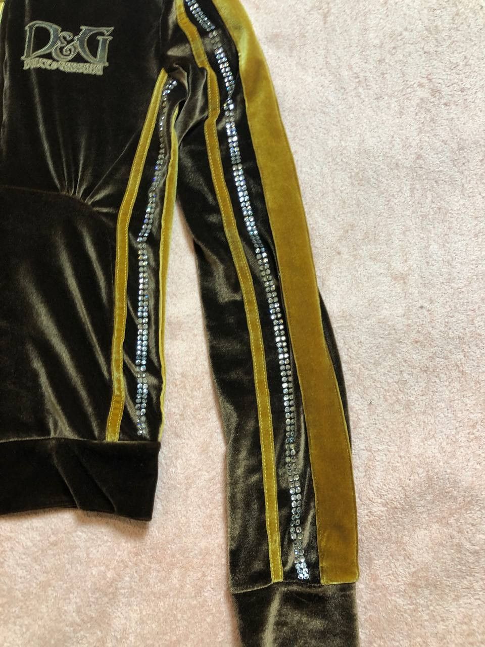 Dolce & Gabbana Dolce & Gabbana Brown Velour Rhinestone Logo Hoodie Size M / US 6-8 / IT 42-44 - 5 Thumbnail