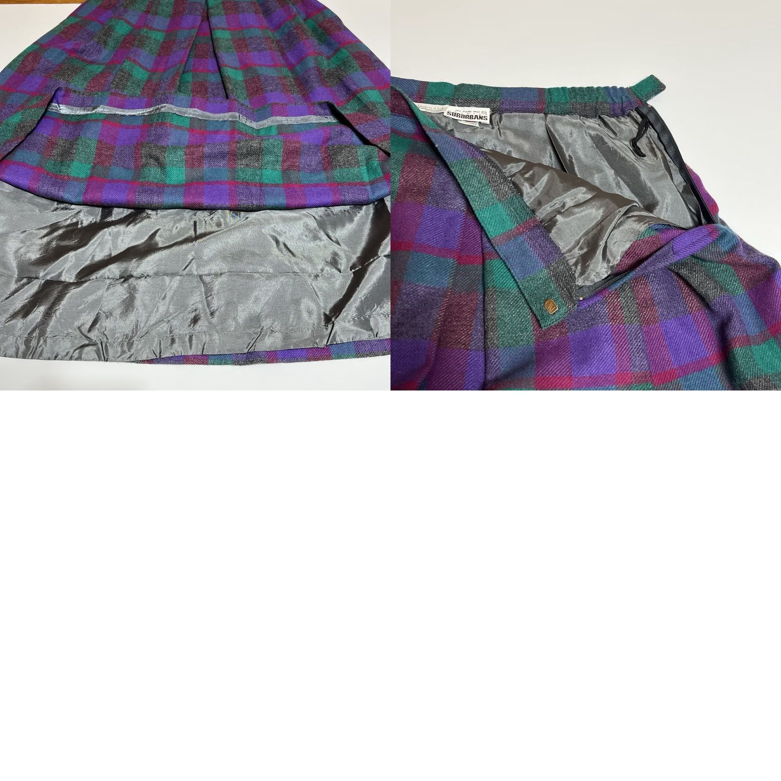 Vintage VINTAGE Country Suburbans Skirt Wool Plaid Purple Green 30 33.5 Long Pleated Lined United States 80s 90s Western Womens Size 12 Size 34" / US 12 / IT 48 - 8 Thumbnail