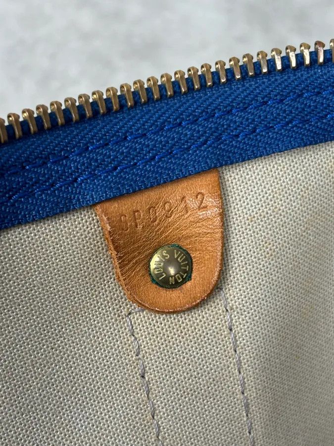 Louis Vuitton 1992 Louis Vuitton LV Cup Falgs Keepall 45 Blue Regatta Blue Leather Travel Bag Size ONE SIZE - 15 Thumbnail