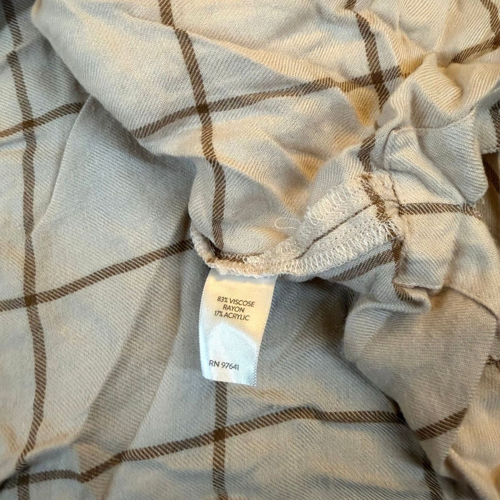 J. Jill J. Jill Plaid Button-Up Shirt Women’s XL Petite Oversized Beige Brown Collared Button Front Pockets Tunic Size XL / US 12-14 / IT 48-50 - 5 Thumbnail