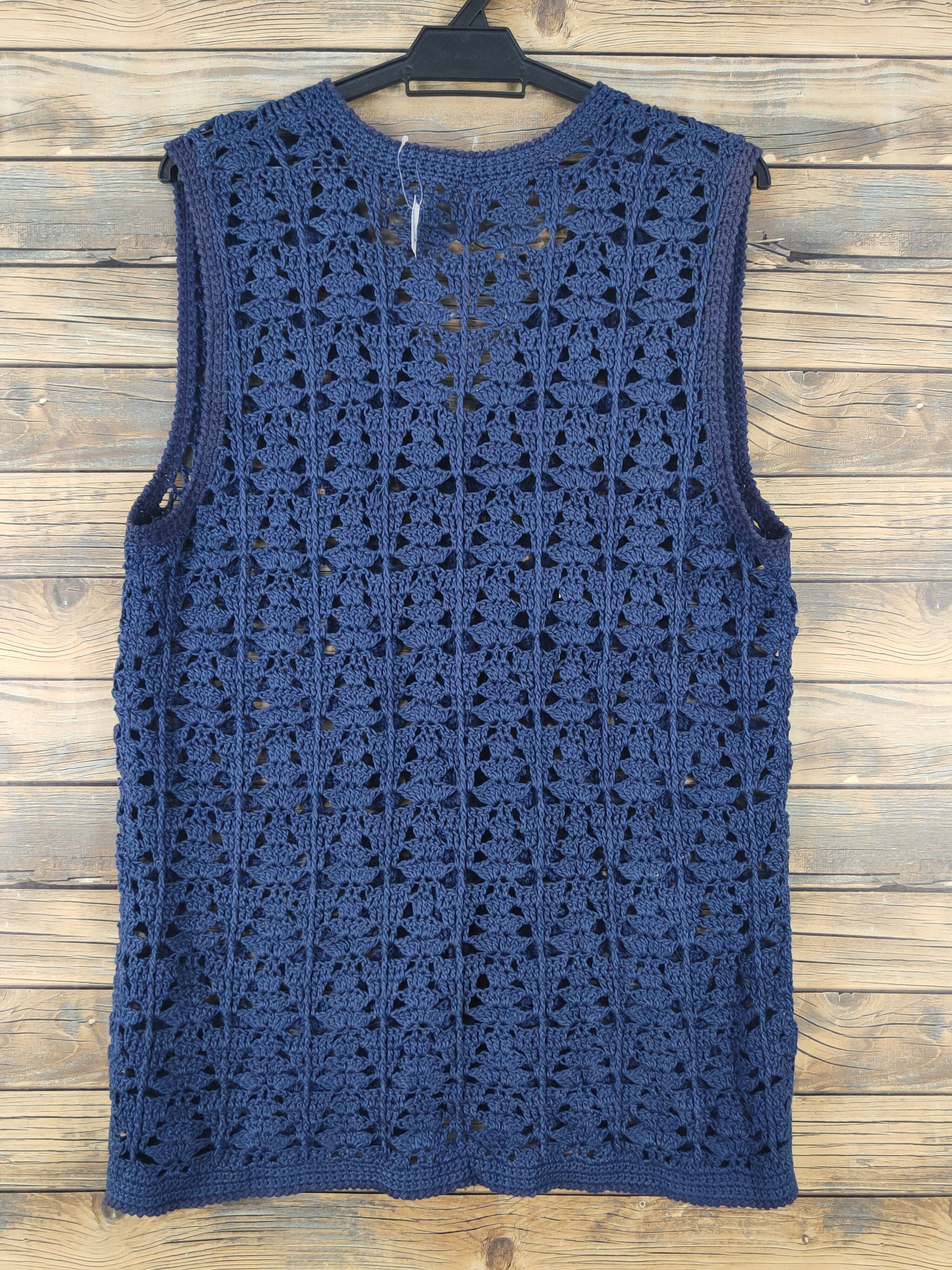 Japanese Brand Japanese Brand Navy Crochet Meshnet Knitwear Vests #W1742 Size M / US 6-8 / IT 42-44 - 7 Thumbnail