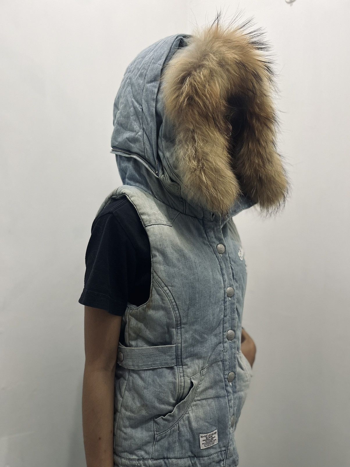 Japanese Brand Vest Denim Fur Double Hoodie by Backs Satisfaction Size US L / EU 52-54 / 3 - 8 Thumbnail