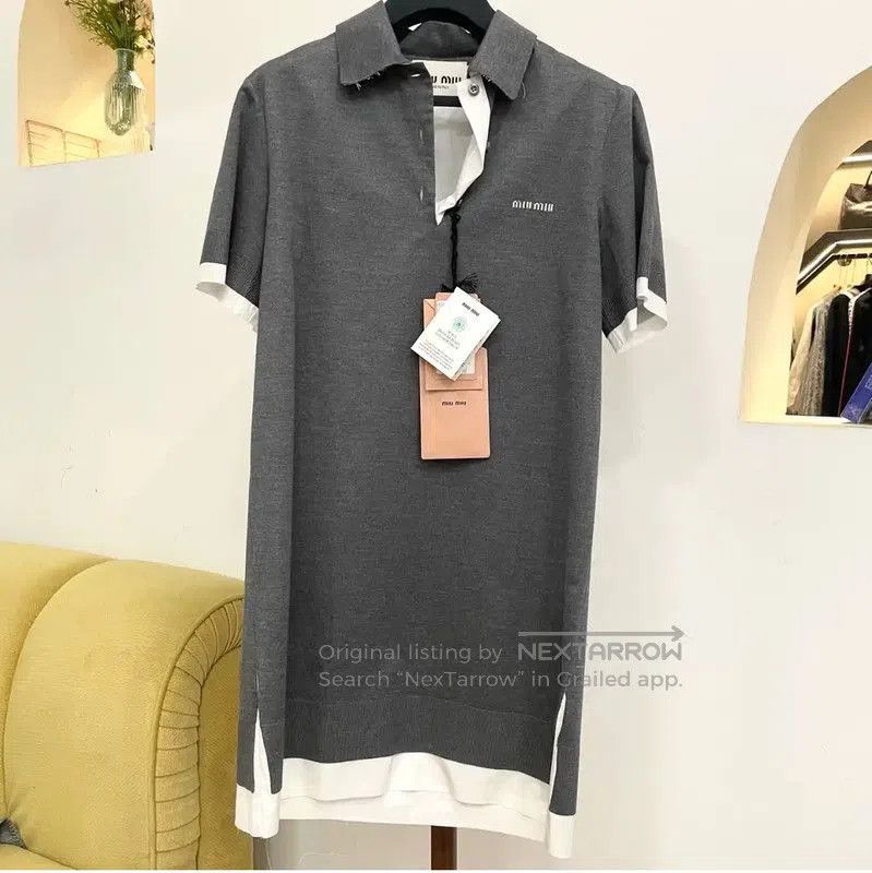 Miu Miu Miu Miu Gray Short Sleeve Dress . Size S / US 4 / IT 40 - 1 Thumbnail
