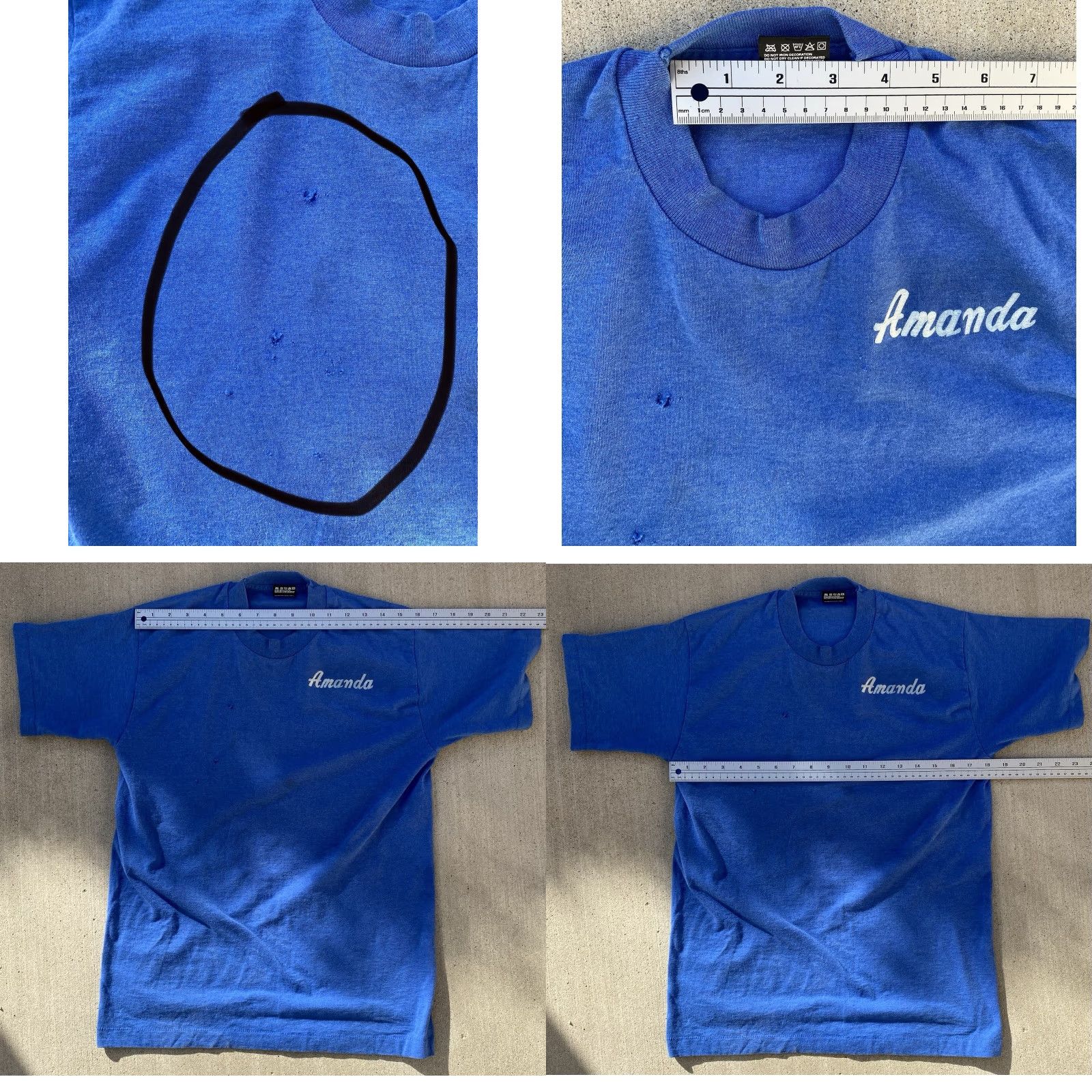 Fruit Of The Loom VINTAGE Amanda Name T Shirt 80S 90S Franco Enterprises Construction Distressed Shirt Men M Blue Size US M / EU 48-50 / 2 - 11 Thumbnail
