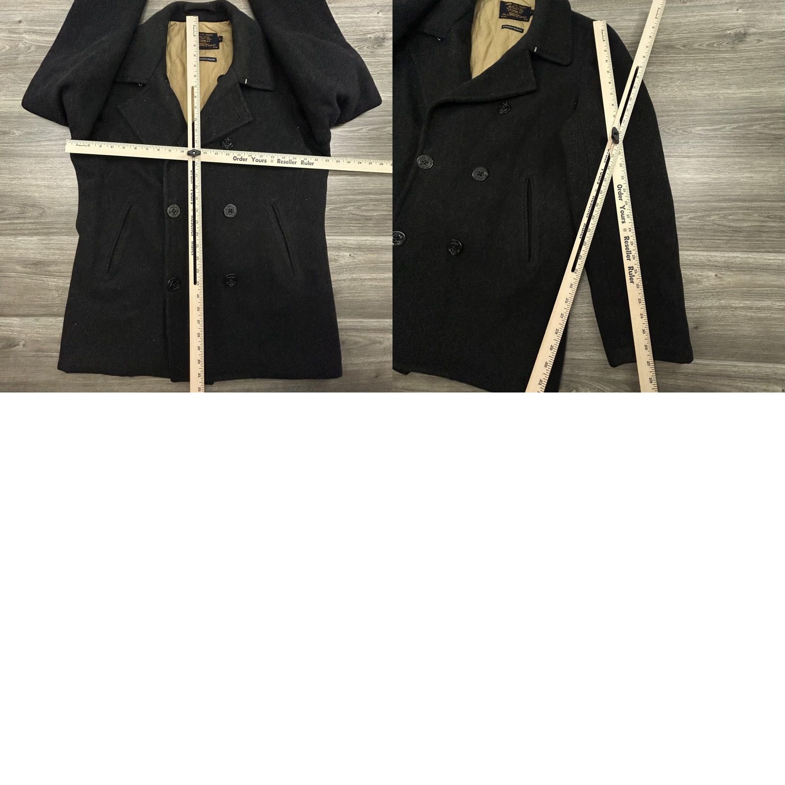 J.Crew VINTAGE J.CREW Bayswater Peacoat Coat Mens LT Black Wool Double Breasted Button Pockets Insulated Lined Navy Nautical 90s Size US L / EU 52-54 / 3 - 8 Thumbnail