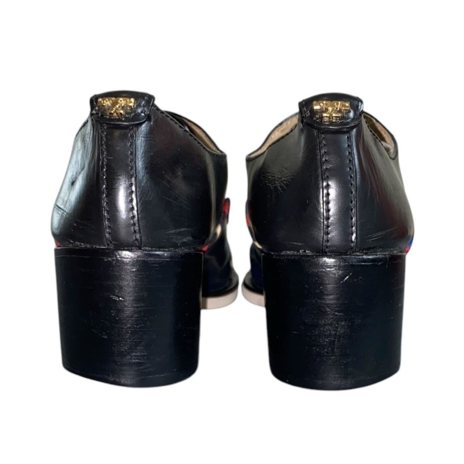 Tory Burch Tory Burch Black/Navy Leather Oxford Kitten Block Heel Shoes Size US 9 / IT 39 - 7 Thumbnail