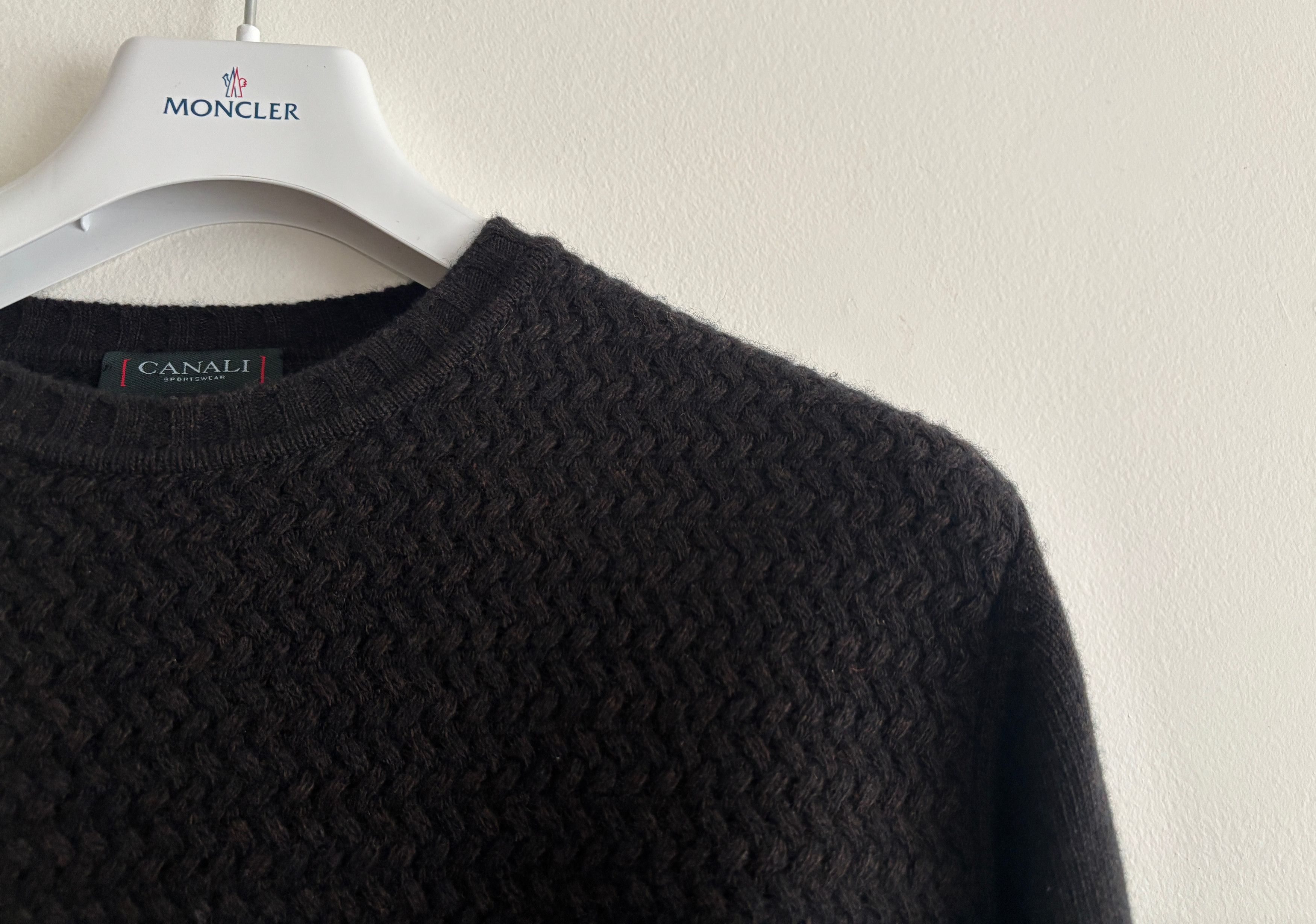 Canali Textured Brown Cashmere Wool Crewneck Sweater - 40/ Large Size US L / EU 52-54 / 3 - 5 Thumbnail