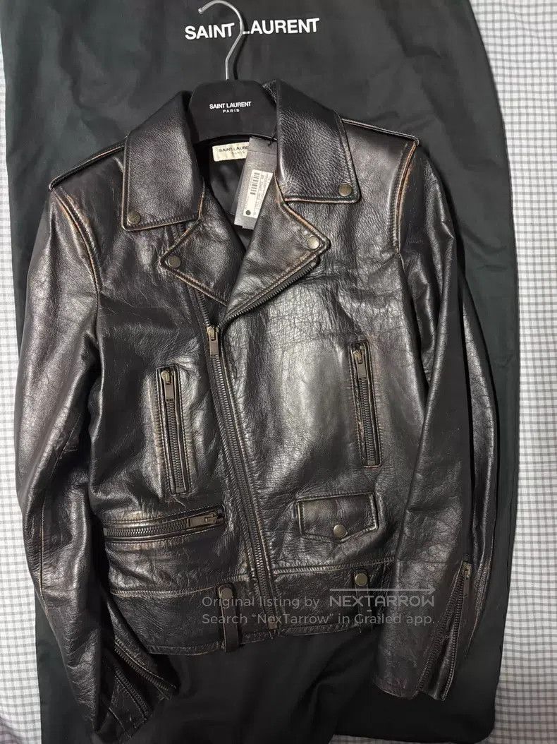 Saint Laurent Paris Saint Laurent Paris Distressed Motorcycle Leather Jacket i Size US S / EU 44-46 / 1 - 1 Thumbnail