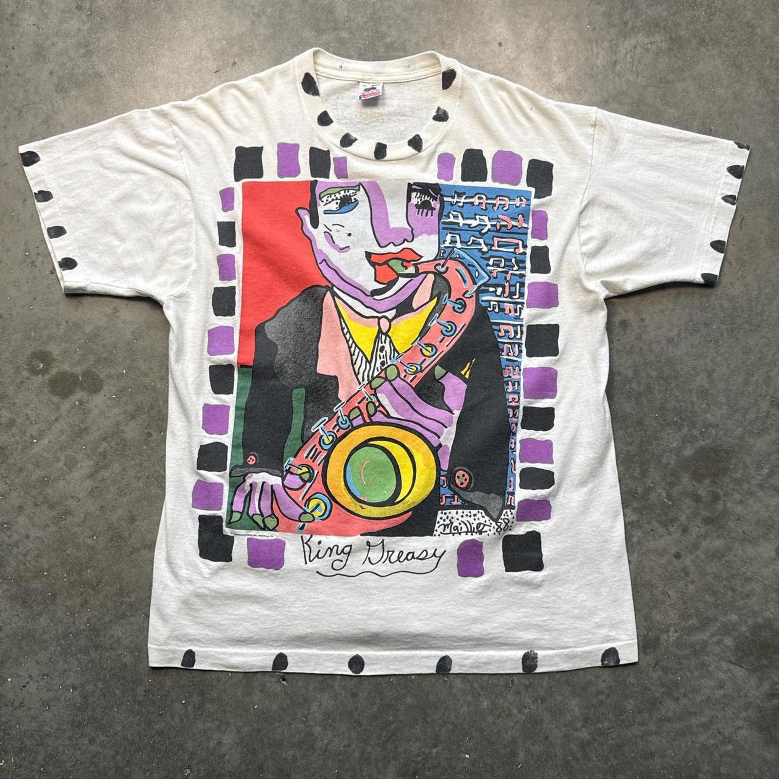 Fruit Of The Loom Myles Maillie "King Dreasy" Music Jazz Pop 1988 T-Shirt Size US XL / EU 56 / 4 - 1 Thumbnail
