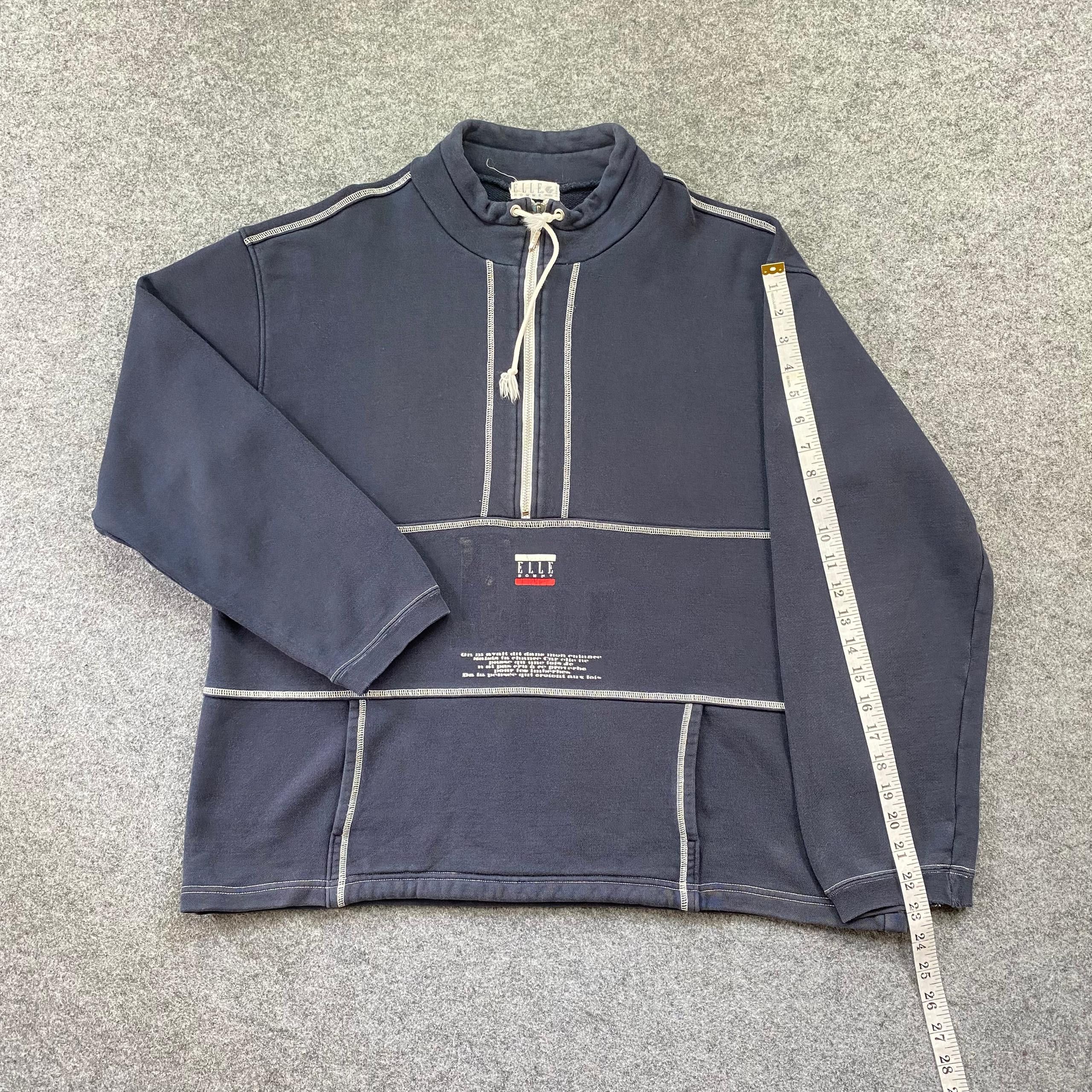 Japanese Brand Vintage Elle Homme Half Zipper Sweatshirt Size US L / EU 52-54 / 3 - 5 Thumbnail