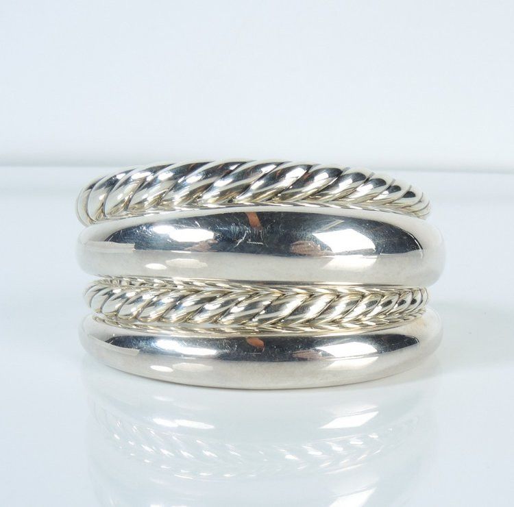 David Yurman o1smst1ft0424 Two Cabel and 2 High Polished Domed Cuffs Size ONE SIZE - 1 Thumbnail