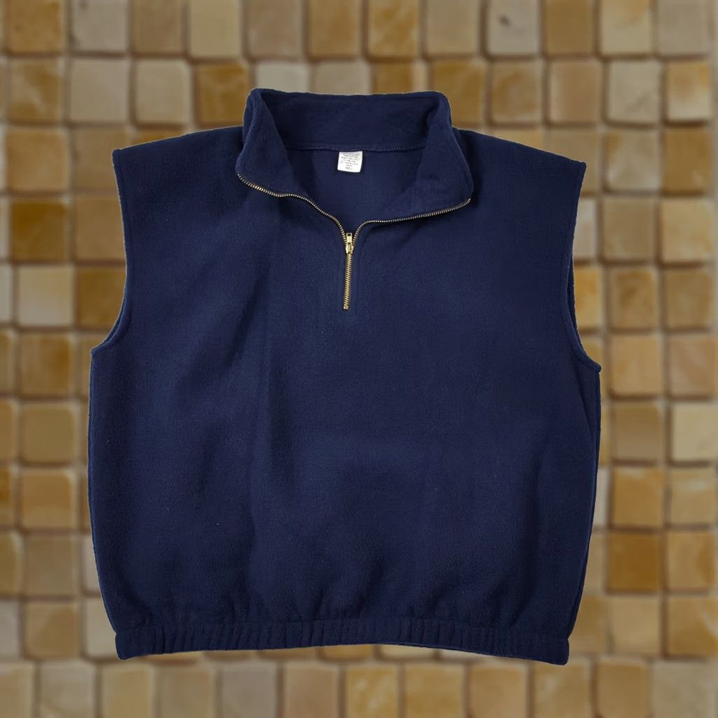 Etro VINTAGE Navy Blue Fleece Vest 1/4 Zip Retro Jacket Men L Sleeveless 90s Vintage Outdoor Casual Size US L / EU 52-54 / 3 - 1 Thumbnail