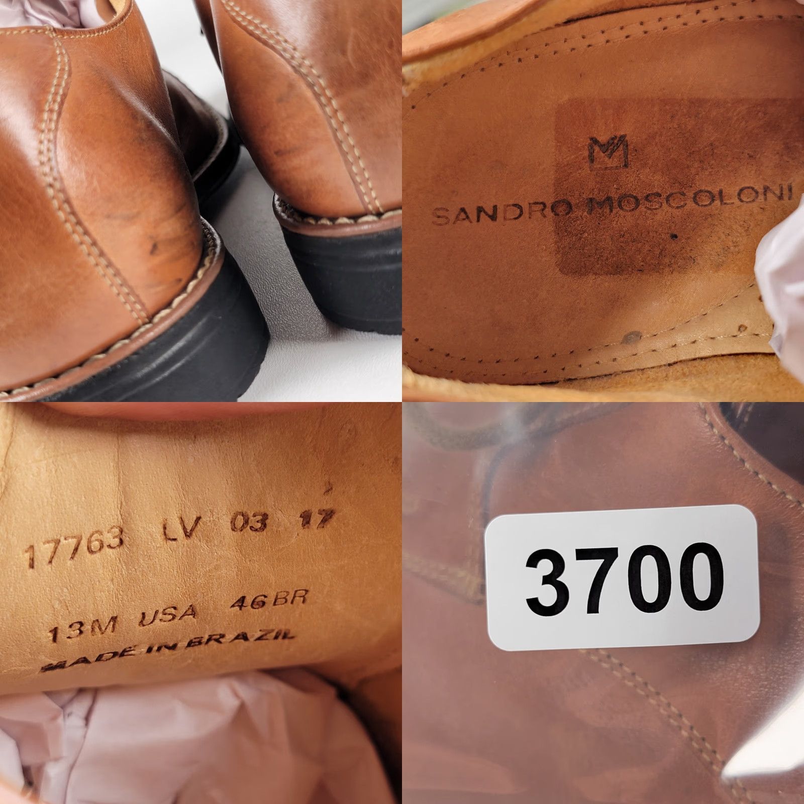 Sandro Moscoloni Sandro Moscoloni Shoes Mens 13 M Brown Leather Dress Cap Toe Derby Square Toe Size ONE SIZE - 9 Thumbnail