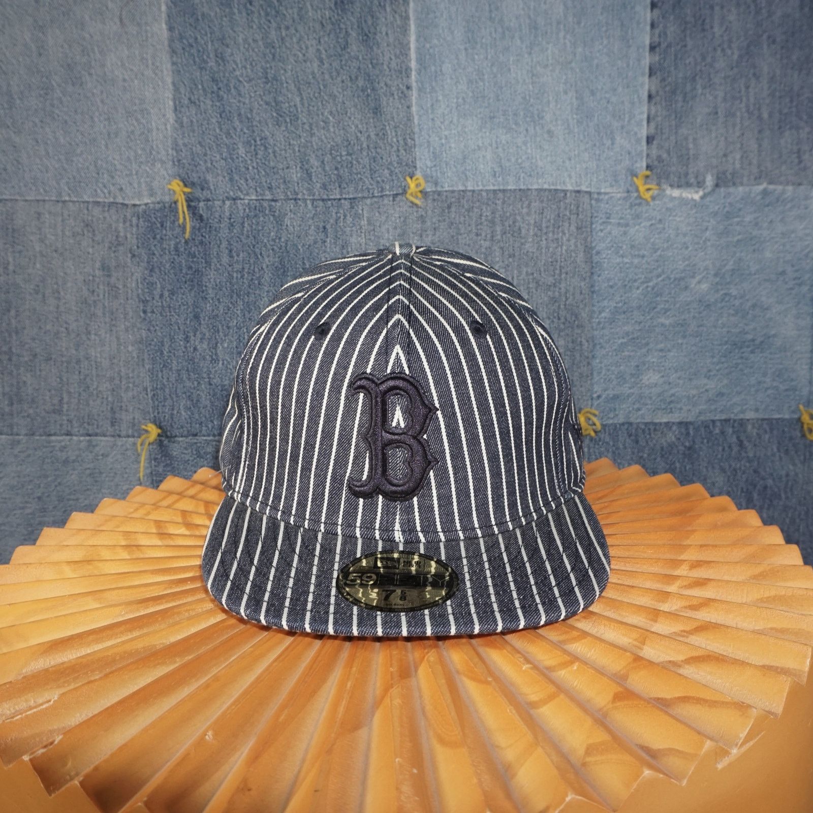 New Era 7 5/8 60.6CM-Vintage / Y2K Striped Boston Red Sox Fitted Cap Size ONE SIZE - 1 Thumbnail