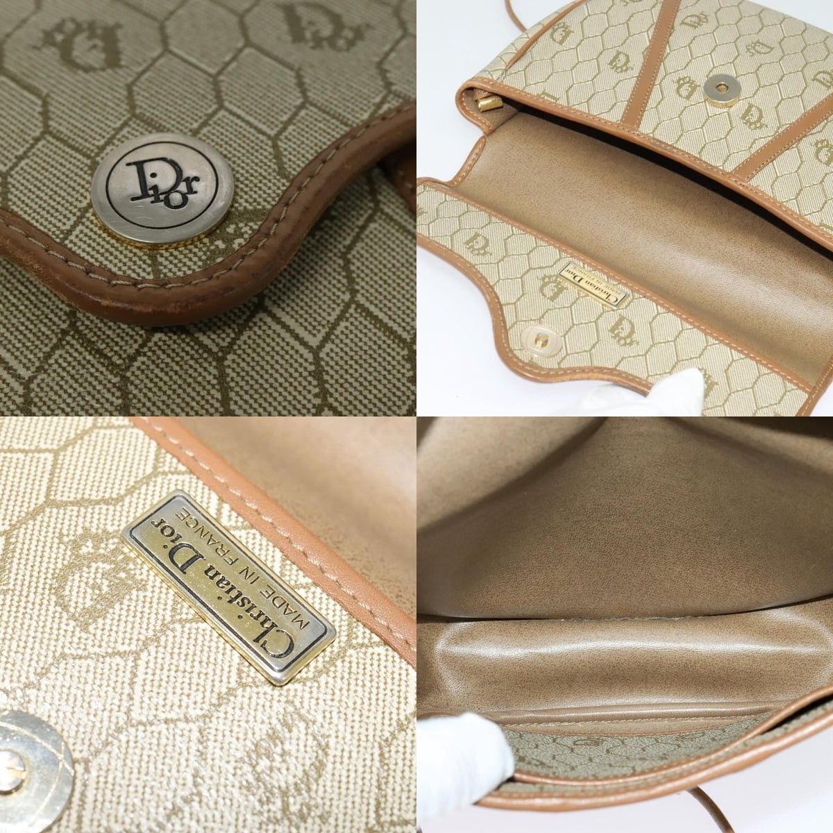 Dior DIOR Honeycomb Canvas Shoulder Bag Pvc Beige Gold Size ONE SIZE - 11 Thumbnail