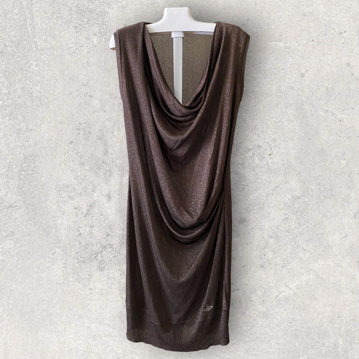 image of Vivienne Westwood Fall 2011 Brown Glitter Cowl Neck Dress, Women's (Size Medium)
