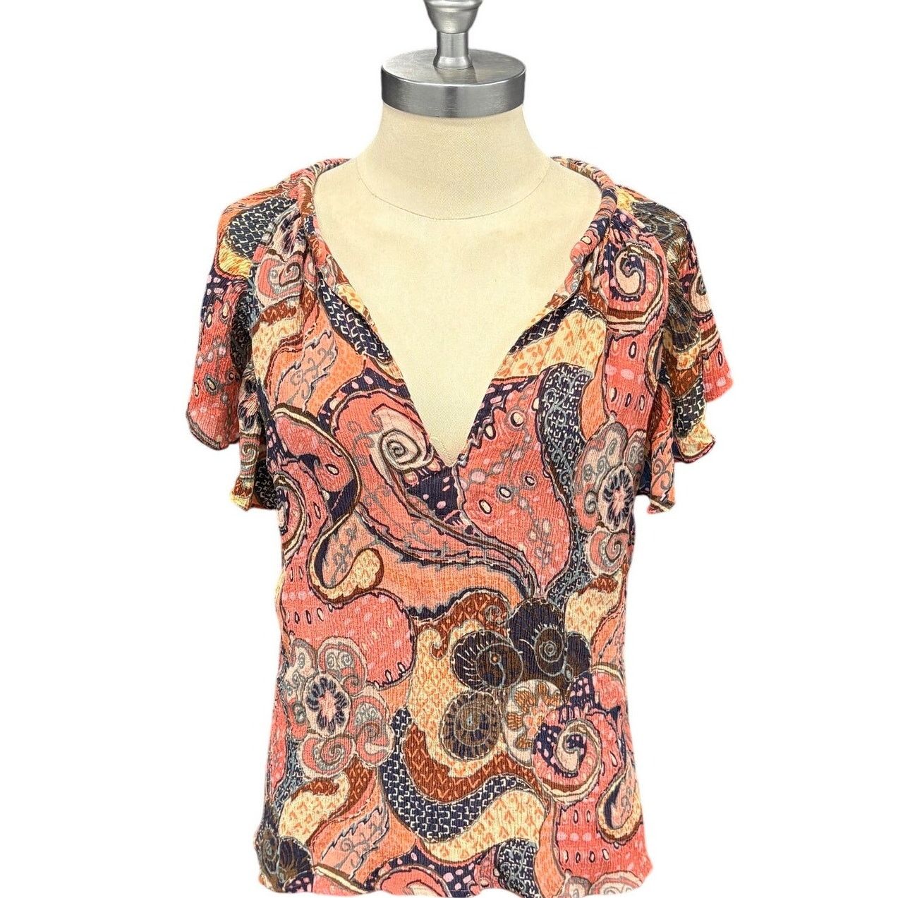 A.L.C. A.L.C. June Silk Ruffle Sleeve Top Paisley Multicolor Size 6 Size M / US 6-8 / IT 42-44 - 1 Thumbnail