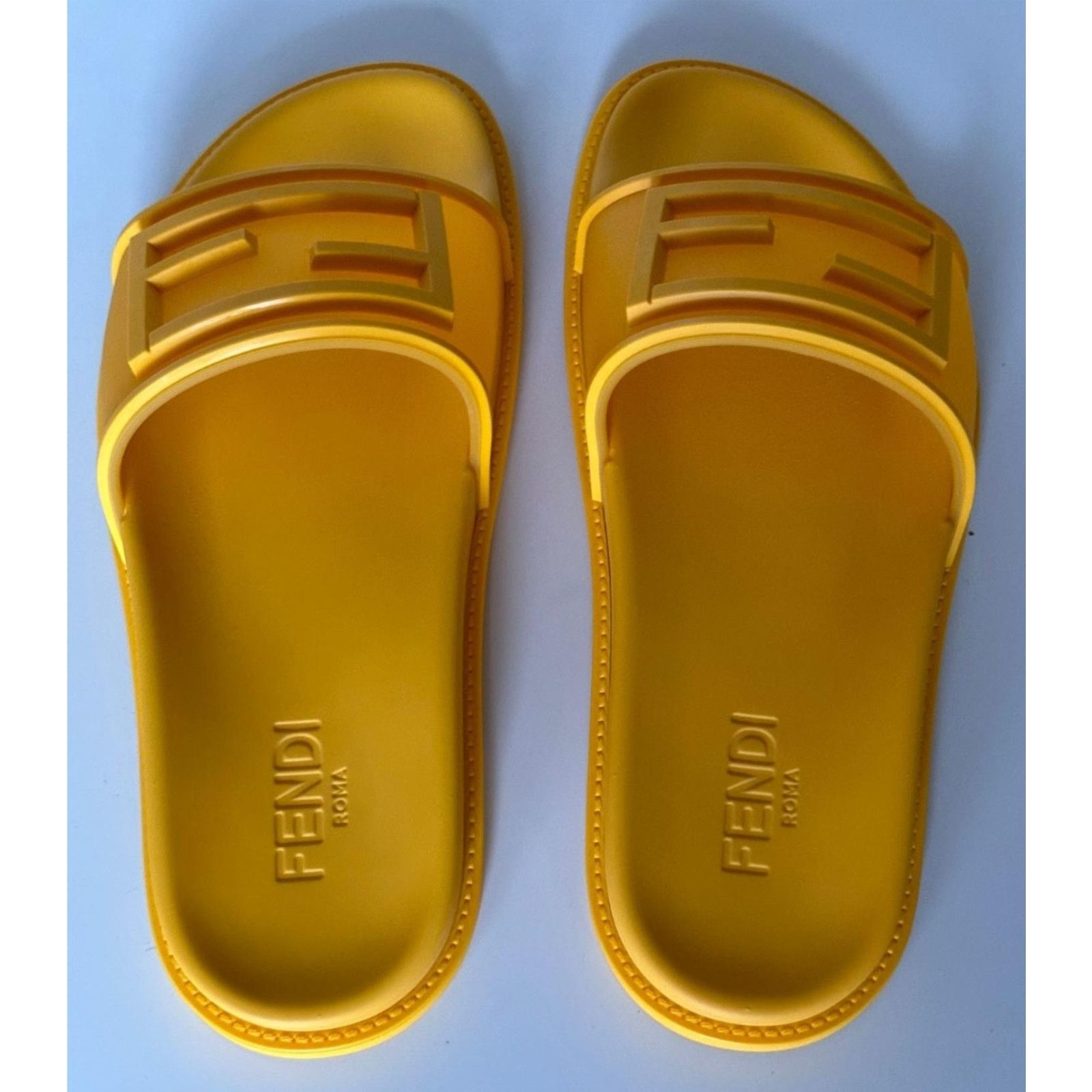 Fendi Fendi Men's FF Rubber Sandals Yellow 11 US/10 UK 7X1522 Size US 10 / EU 43 - 5 Thumbnail