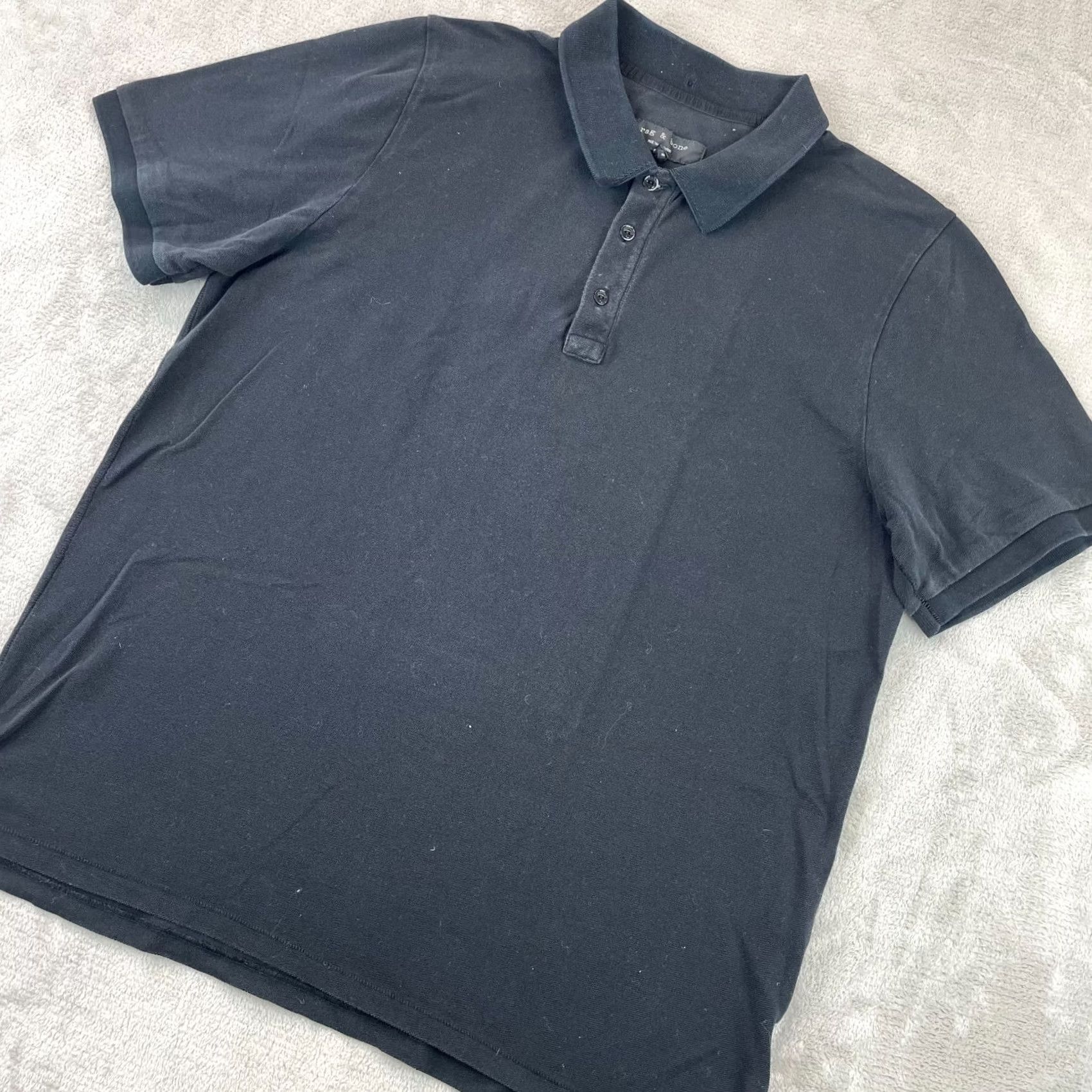 Rag & Bone Rag & Bone Polo Shirt Mens XL Black Peruvian Pima Cotton Short Sleeve Designer Shirt Size US XL / EU 56 / 4 - 4 Thumbnail
