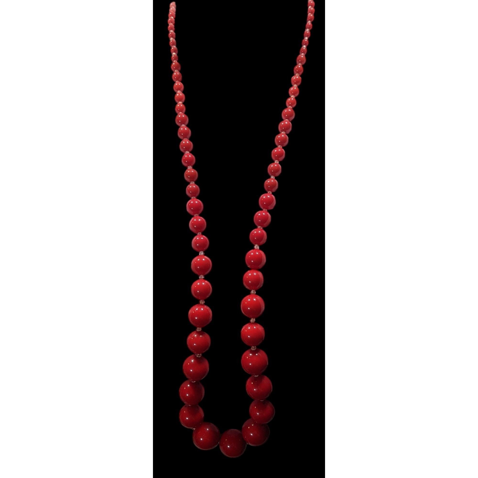 Other Vintage Red Lucite Graduated Beaded Necklace Size ONE SIZE - 2 Thumbnail