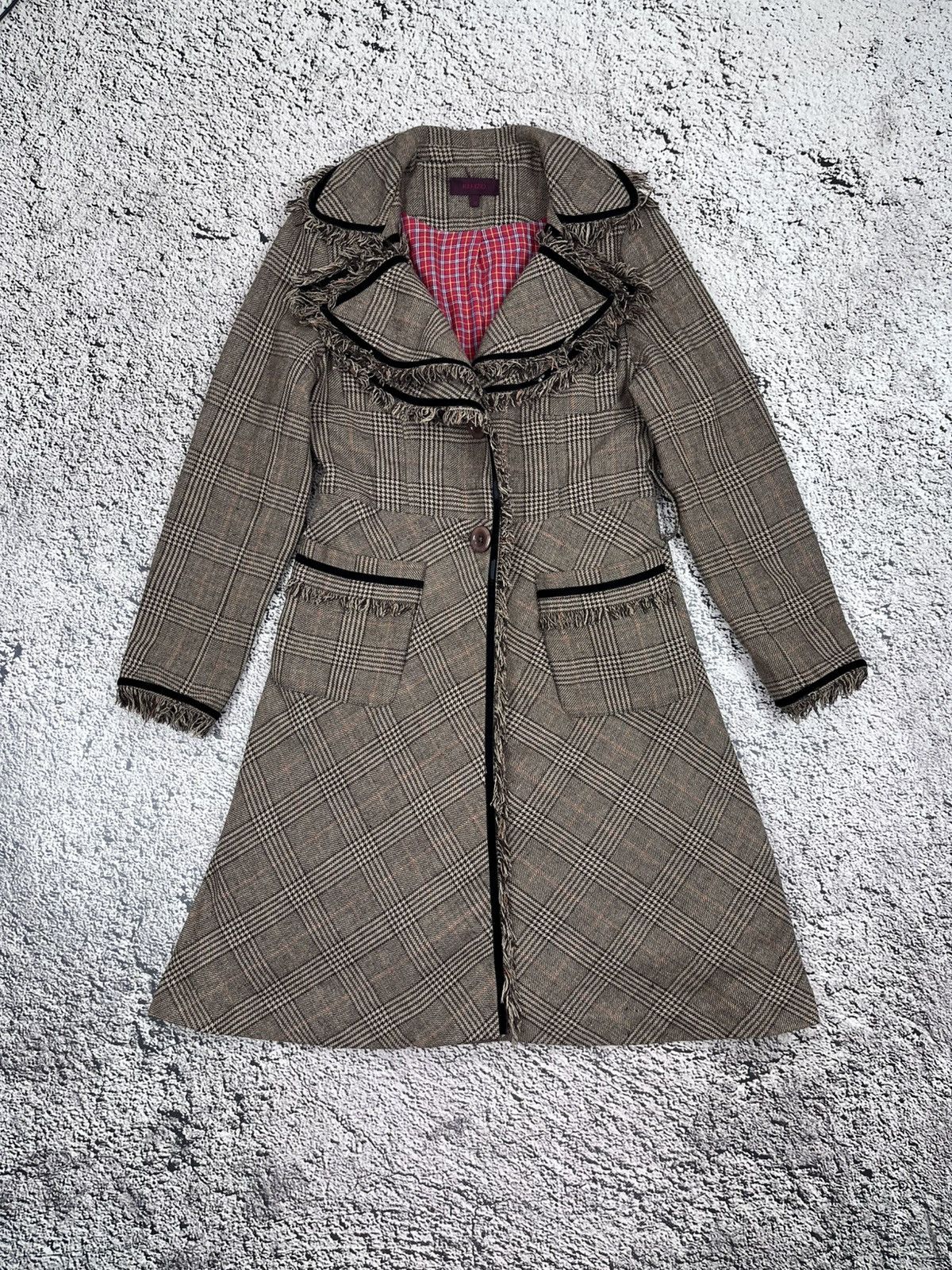 Kenzo Vintage Kenzo Plaid Coat Frayed Trim Wool Blend Womens 38 Size XS / US 0-2 / IT 36-38 - 1 Thumbnail