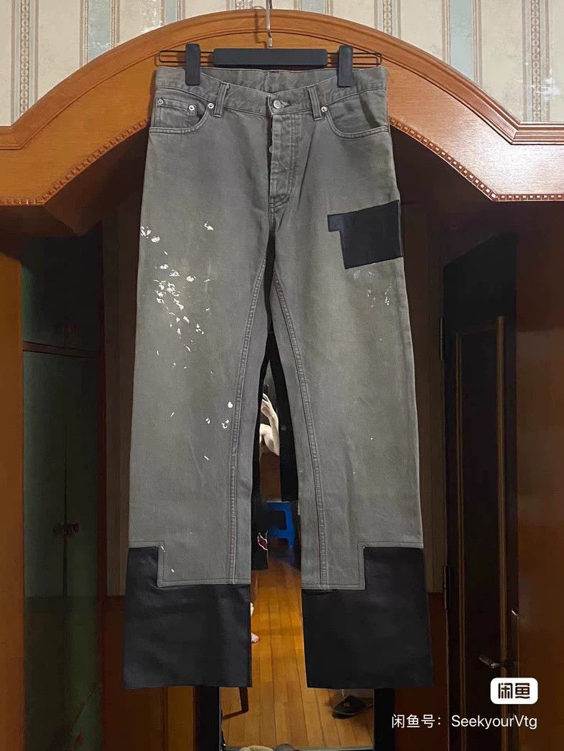 Helmut Lang HELMUT LANG Brown mud dyed ink splashed leather jeans Size US 31 - 1 Thumbnail
